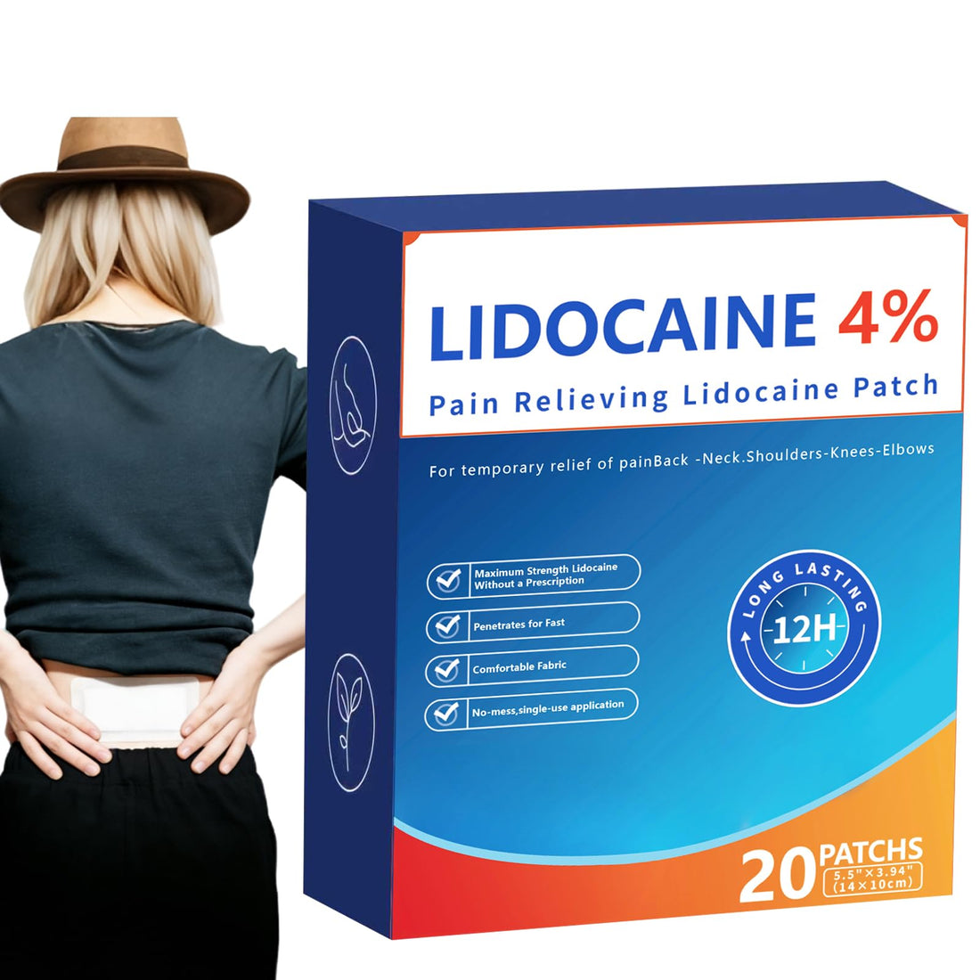 AROSLU 4% Lidocaine Maximum Strength Pain Relief Patches | Muscle & Joint Relief for Neck, Back, Knee, Shoulders | 12 Hour Long Lasting | 20 Count AROSLU buy supplements canada