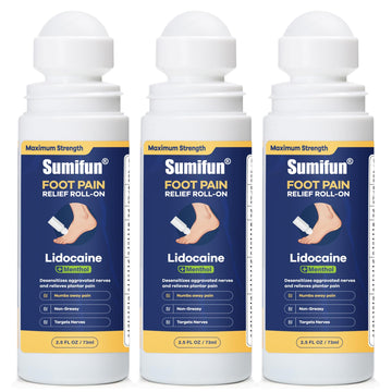 Sumifun Foot Pain Relief Lidocaine Roll-On - Maximum Strength OTC for Plantar Fasciitis & Heel Pain - Fast-Drying, Non-Greasy Formula, 2.5 Fl Oz * 3 Sumifun buy supplements canada
