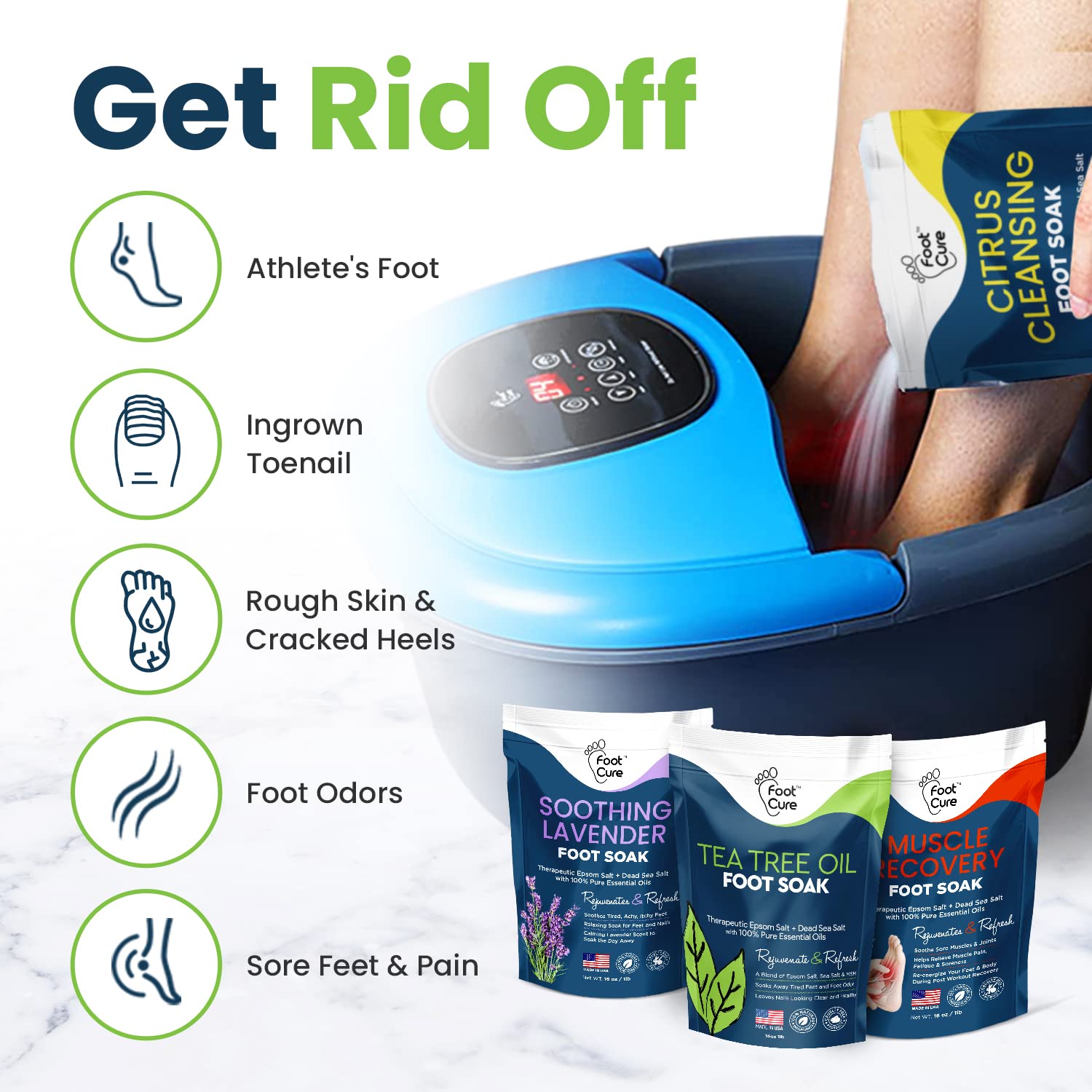 Foot Soak with Epsom Salts- Variety Pack of 4- Tea Tree Oil, Muscle Relief, Calming FOOT CURE buy supplements canada