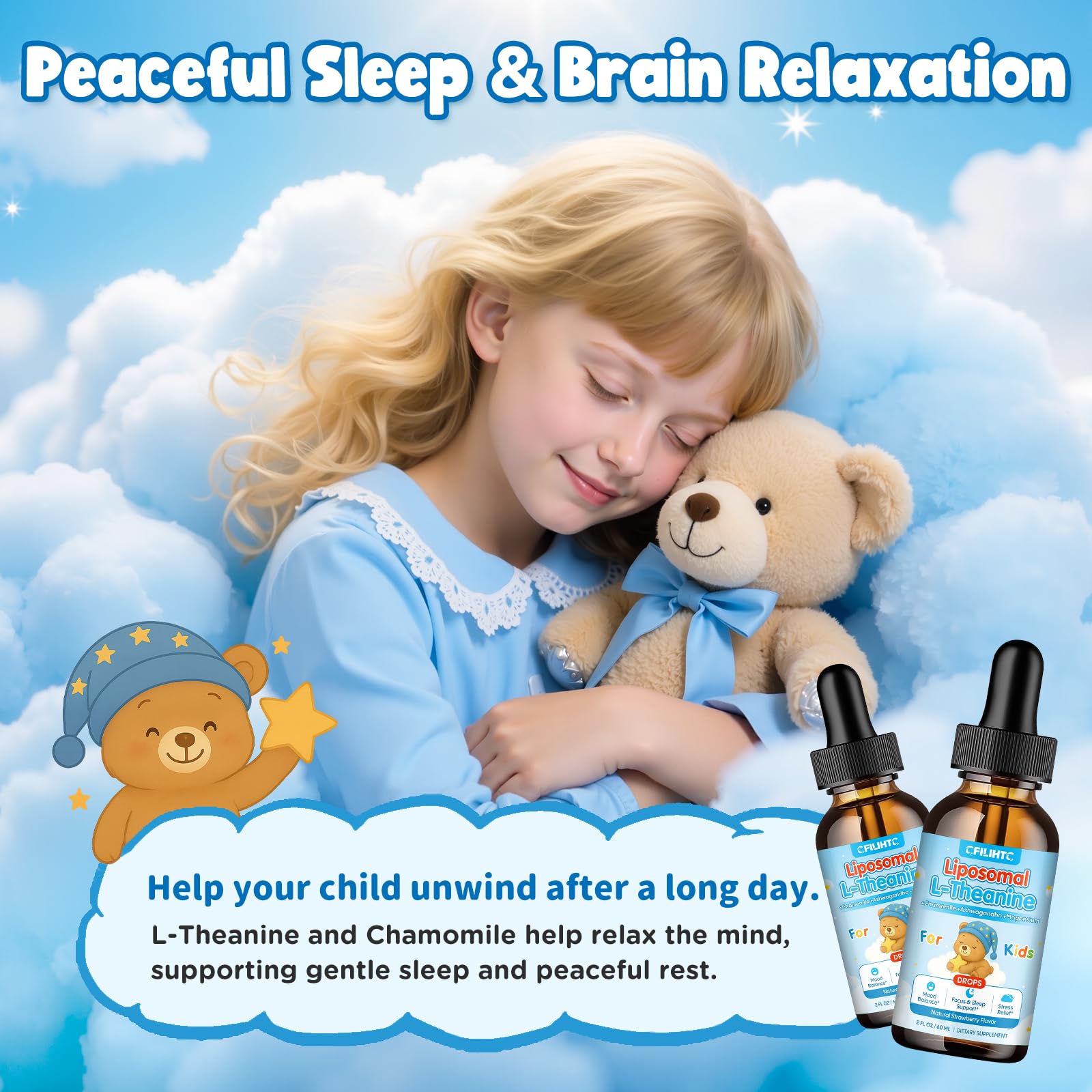 Liposomal L-Theanine Drops for Kids & Adults – Liquid L-Theanine Supplement with Magnesium Glycinate, Ashwagandha, Chamomile, Vitamin B6 & D3 – Supports Calm, Focus & Restful Sleep – Strawberry Flavor CFILIHTC buy supplements canada