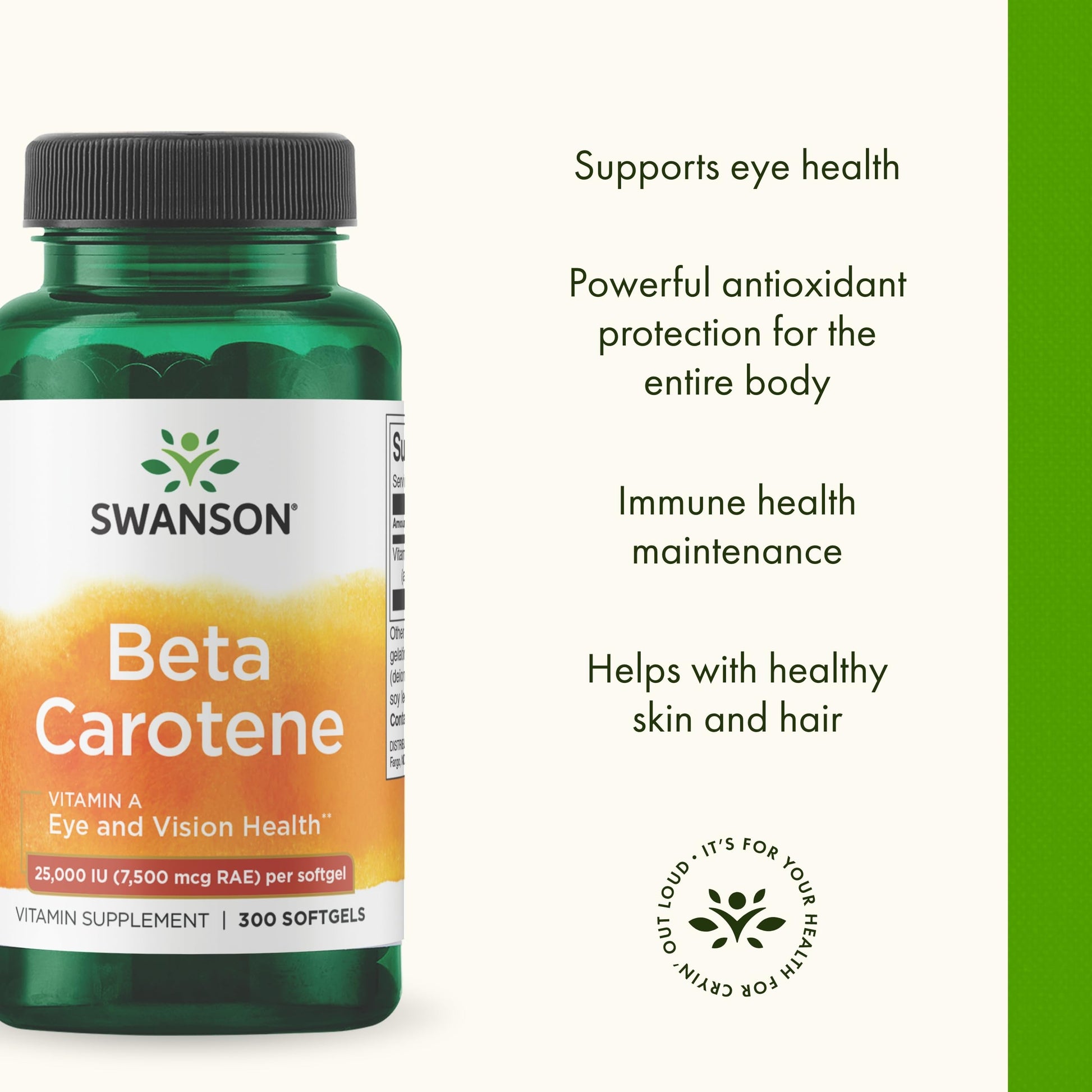 Swanson Beta-Carotene Vitamin A 25,000 IU Eye and Skin Health Supplement for Adults Seeking Vision and Immune Support - 7,500 mcg (300 Softgels) Swanson buy supplements canada