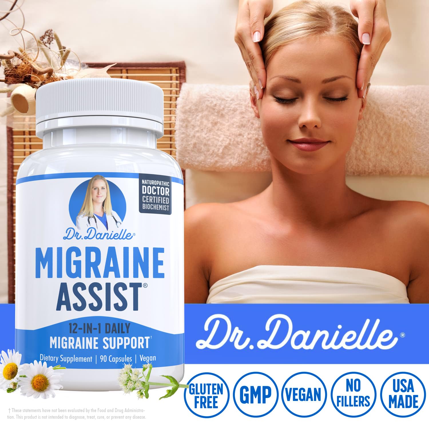 Best Migraine Relief Product with Magnesium - Migraine Assist Supplement with Quercetin, Feverfew, Butterbur, CoQ10 from Dr. Danielle, 90 Capsules Doctor Danielle buy supplements canada