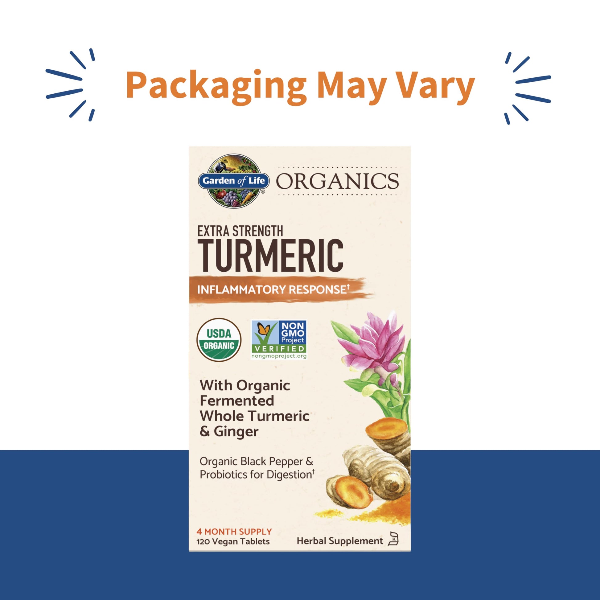 Garden of Life Organics Extra Strength Turmeric Inflammatory Response 120 Tablets-100Mg Curcumin (95% Curcuminoids) Black Pepper, Probiotics, Organic Non-GMO Vegan Gluten Free Herbal Supplement Garden of Life buy supplements canada