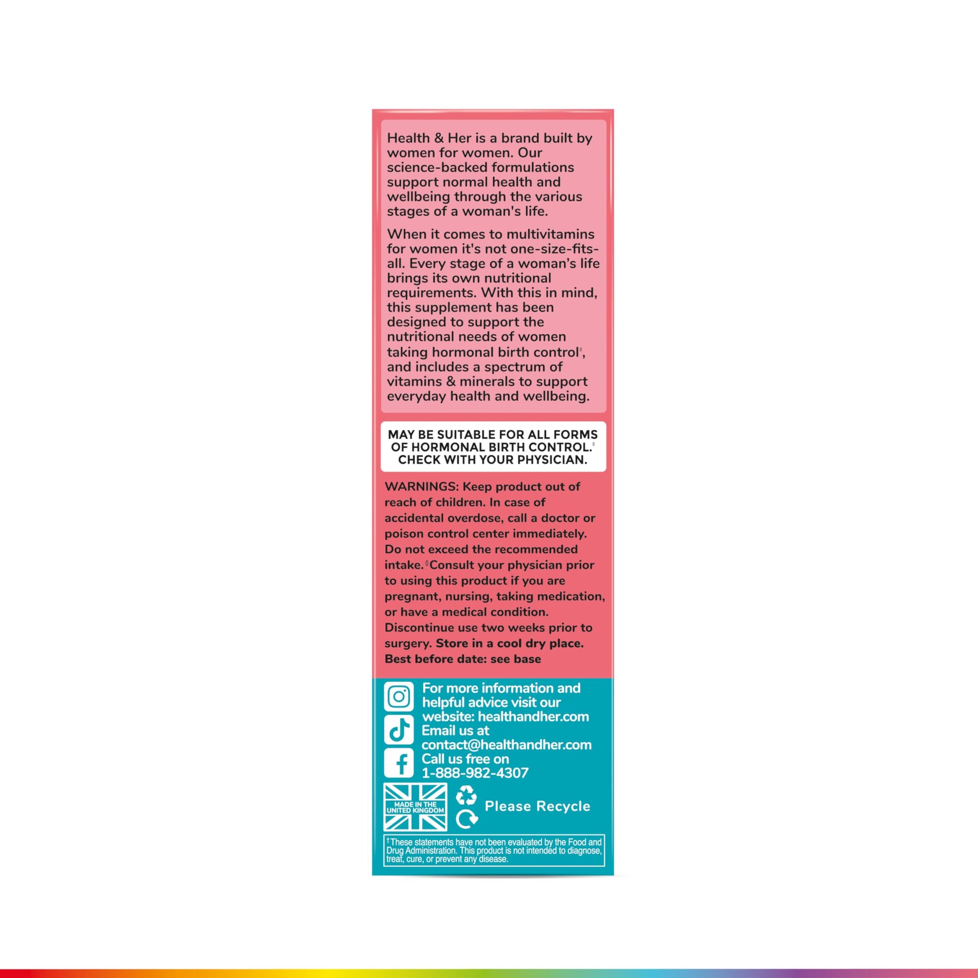Health & Her Multivitamin Supplement for Women Taking Birth Control - Nutrition Support - 1 Month Supply, 60 Tablets - Vegan & Gluten Free Health and Her buy supplements canada