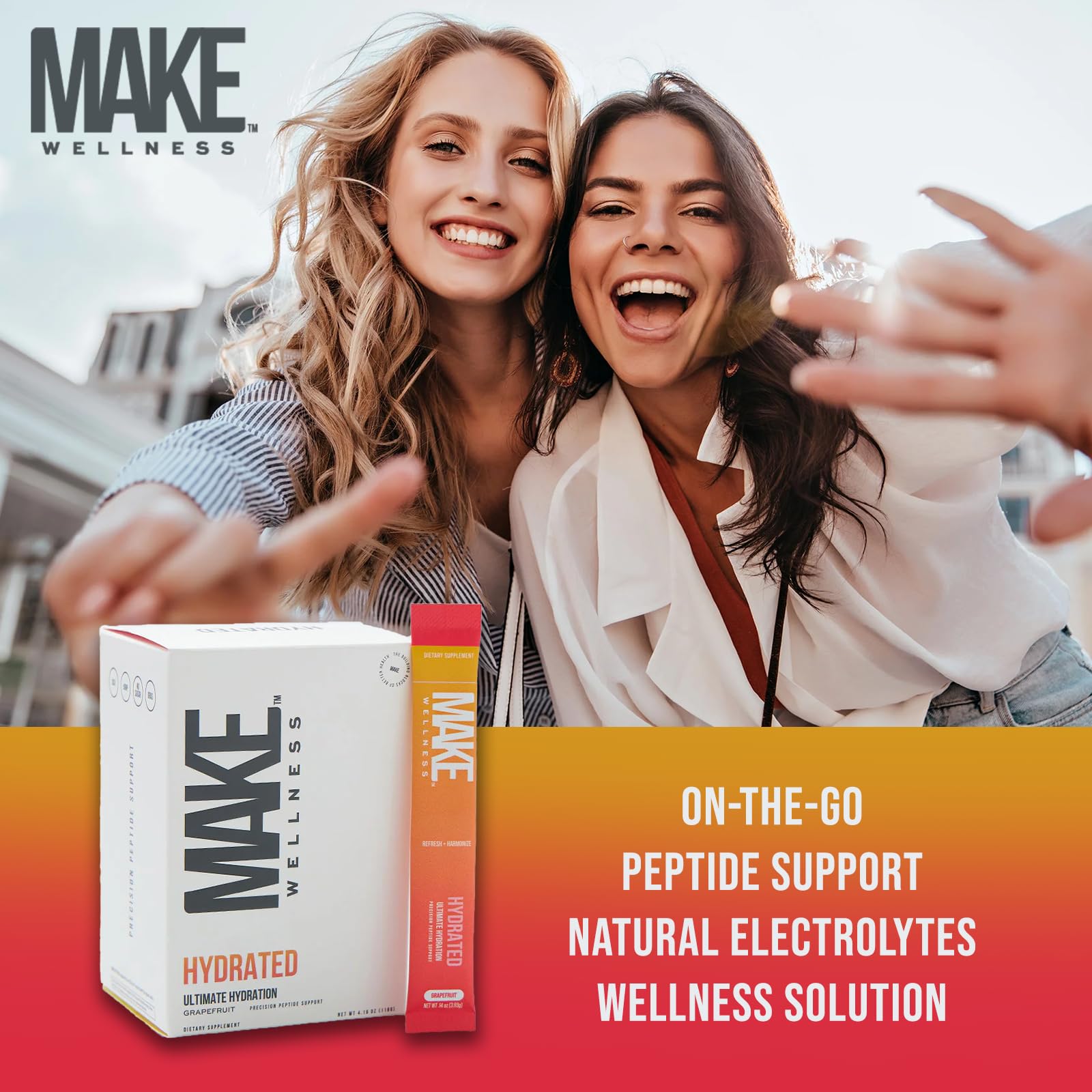 Make Wellness HYDRATED | 30 Servings | Grapefruit Flavor | Supports Hydration & Electrolyte Balance | Bioactive Peptide Blend for Daily Overall Wellness Make Wellness buy supplements canada