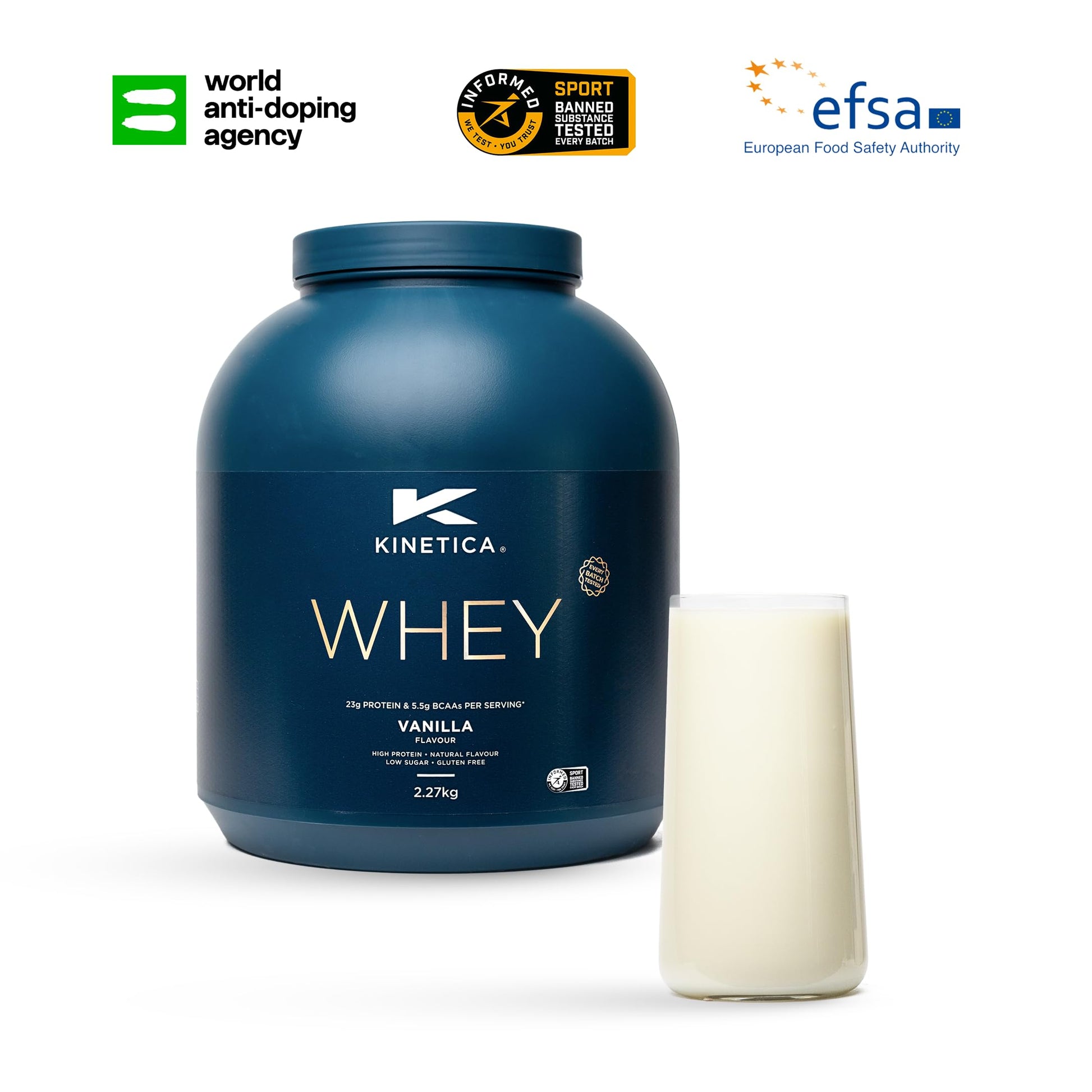 Kinetica Vanilla Whey Protein Powder | 2.27kg | 23g Protein per Serving | 76 Servings Kinetica buy supplements canada