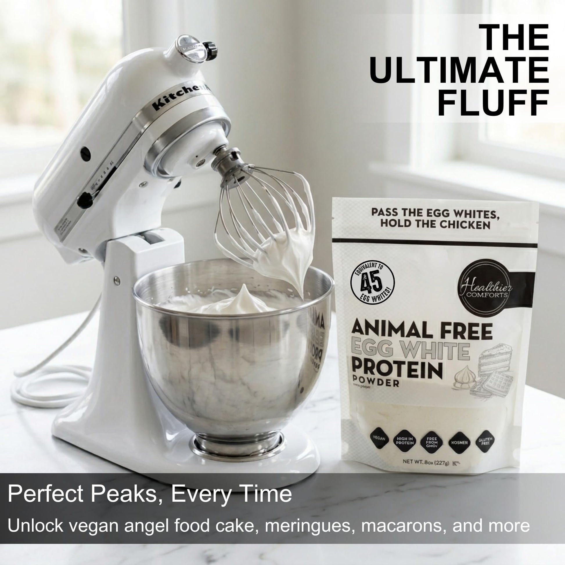 Healthier Comforts Animal-Free Egg White Protein Powder | Make Vegan Egg Omelets, Angel Food Cake, Meringue, Protein Shakes | Whips and Binds Just Like Traditional Egg Whites (8 oz) Healthier Comforts buy supplements canada