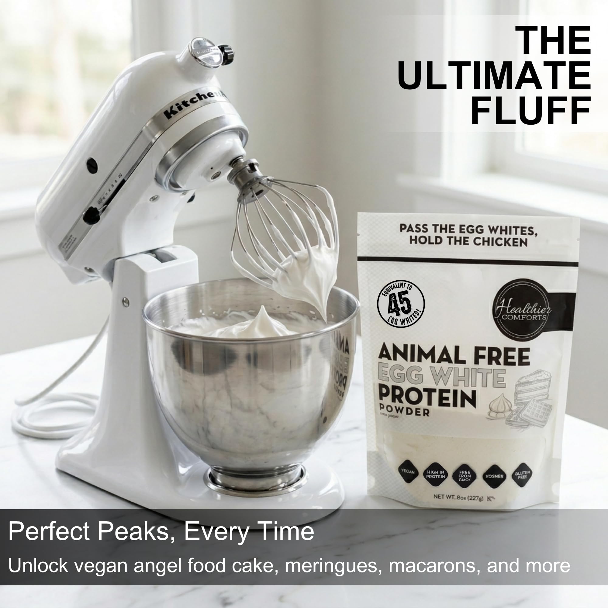 Healthier Comforts Animal-Free Egg White Protein Powder | Make Vegan Egg Omelets, Angel Food Cake, Meringue, Protein Shakes | Whips and Binds Just Like Traditional Egg Whites (8 oz) Healthier Comforts buy supplements canada