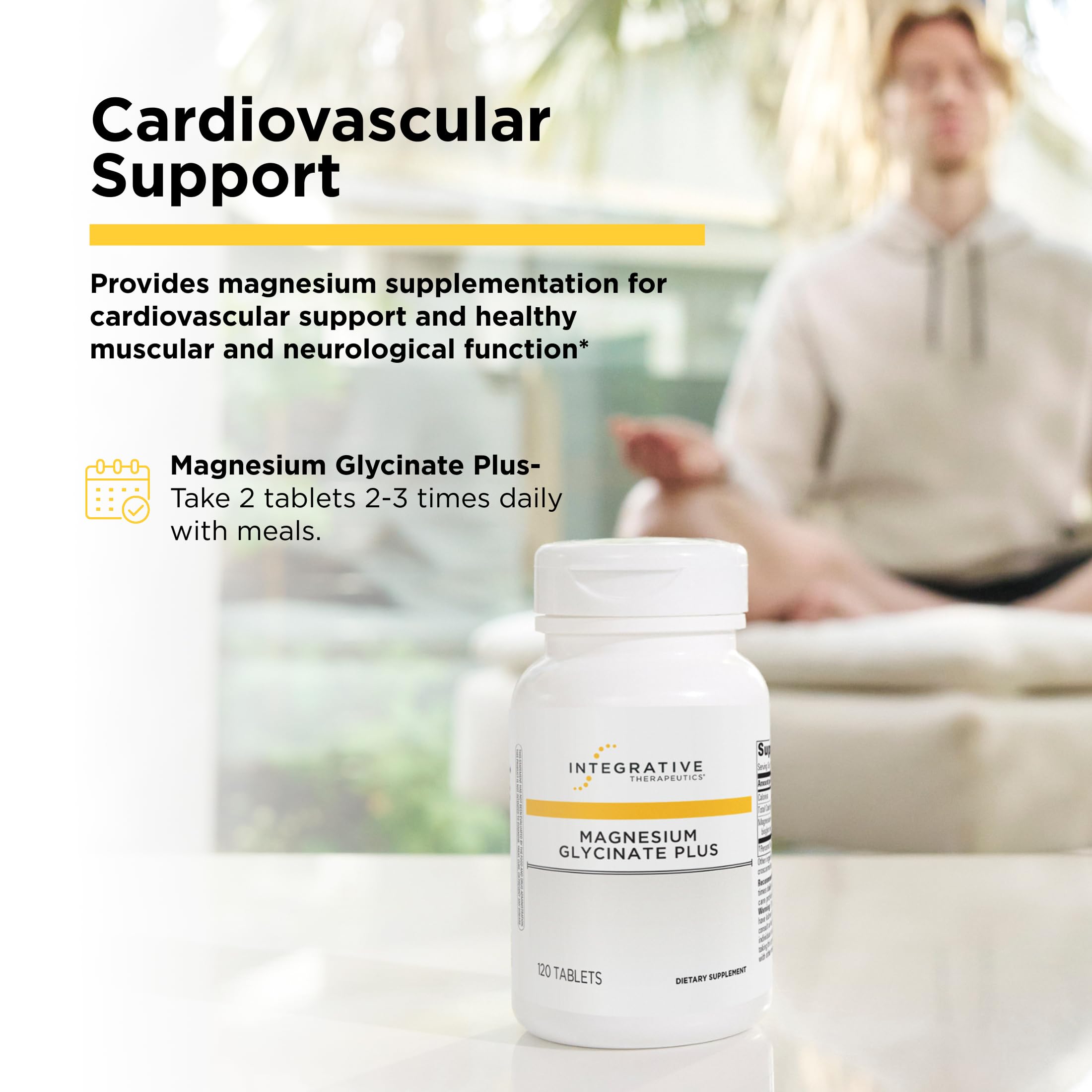 Integrative Therapeutics Magnesium Glycinate Plus - Brain Function Support Supplement for Adults* - Supports Heart and Muscular Function* - Dairy-Free & Gluten-Free - 120 Count (60 Servings) Integrative Therapeutics buy supplements canada