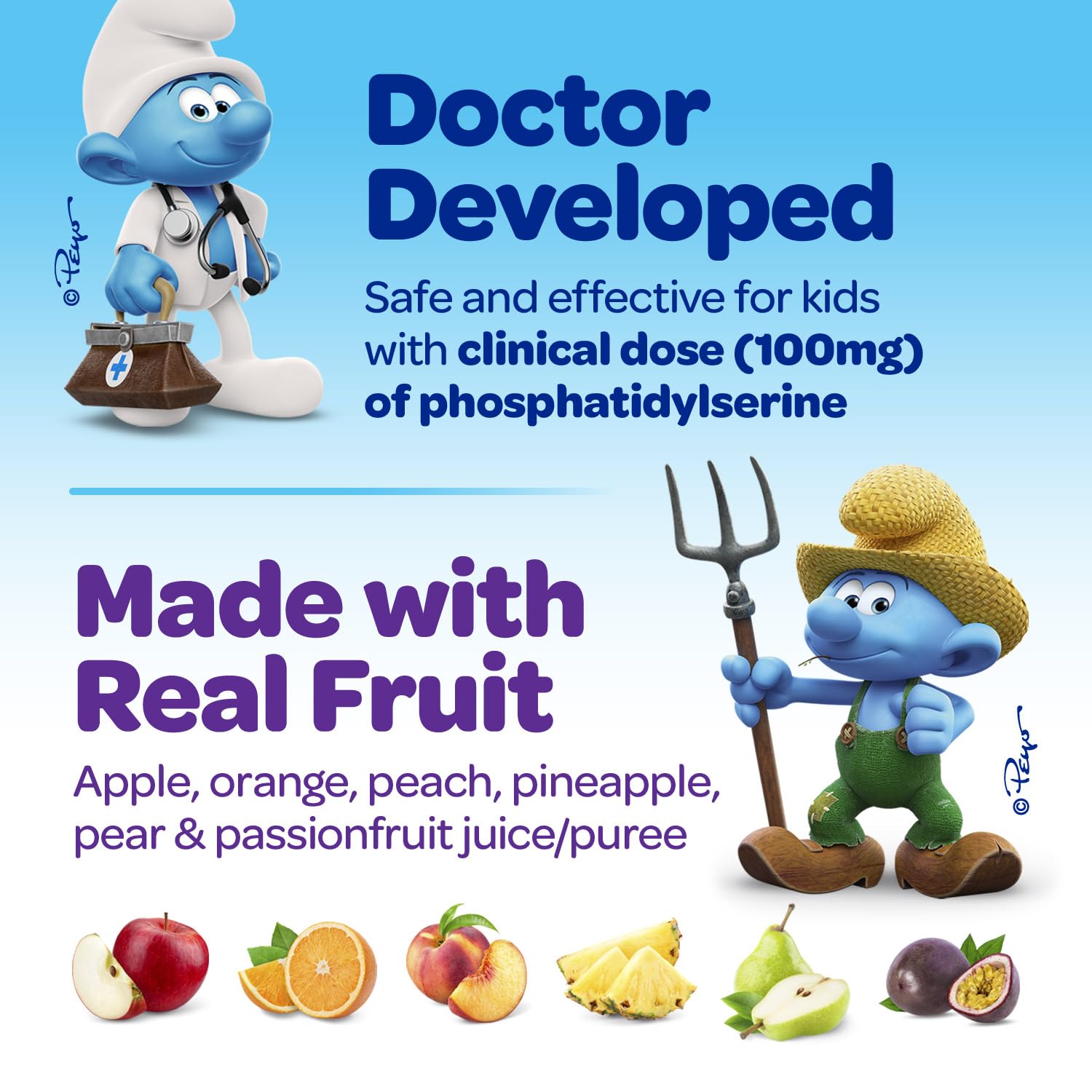 The Smurfs Nootropic Gummies for Kids with Vitamin B12 & L-Theanine | Laser Focus Gummy for Focus and Memory Supplements | Made with Real Fruit in a Smurf Berry | Doctor Developed | 60 Vegan Gummies VITABURST buy supplements canada