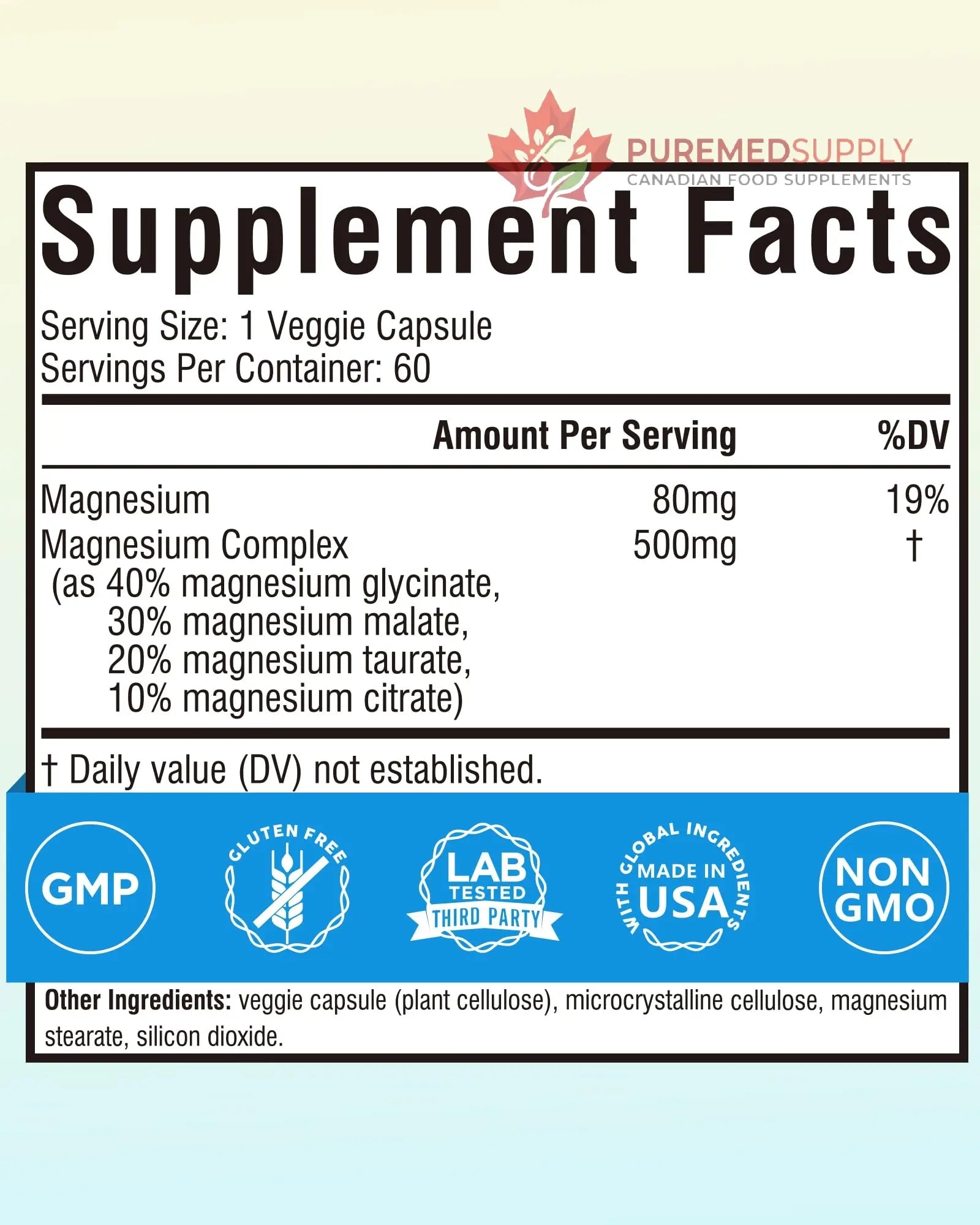 Terranics Magnesium Complex 500mg, Glycinate, Malate, Taurate, Citrate, Chelated Purified Easily Absorbed Magnesium Supplement for Sleep, Heart, Energy, Digestion Support, 60 Capsules Terranics buy supplements canada
