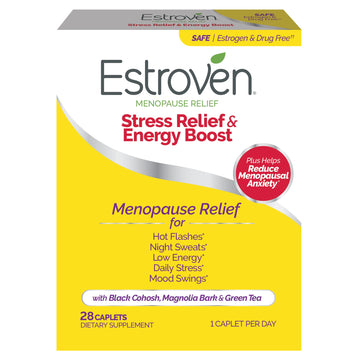 Estroven Stress Relief & Energy Boost for Menopause Relief - 28 Ct. - Clinically Proven Ingredients Provide Stress & Energy Support + Night Sweats & Hot Flash Relief - Drug-Free and Gluten-Free Estroven buy supplements canada