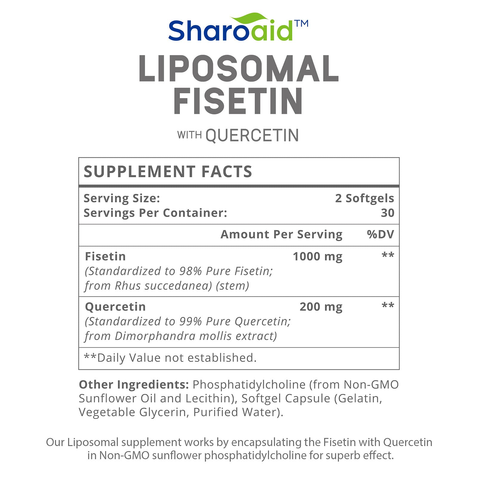 Sharoaid Liposomal Fisetin with Quercetin Supplements 1200 mg per Serving,High Absorpti Sharoaid buy supplements canada
