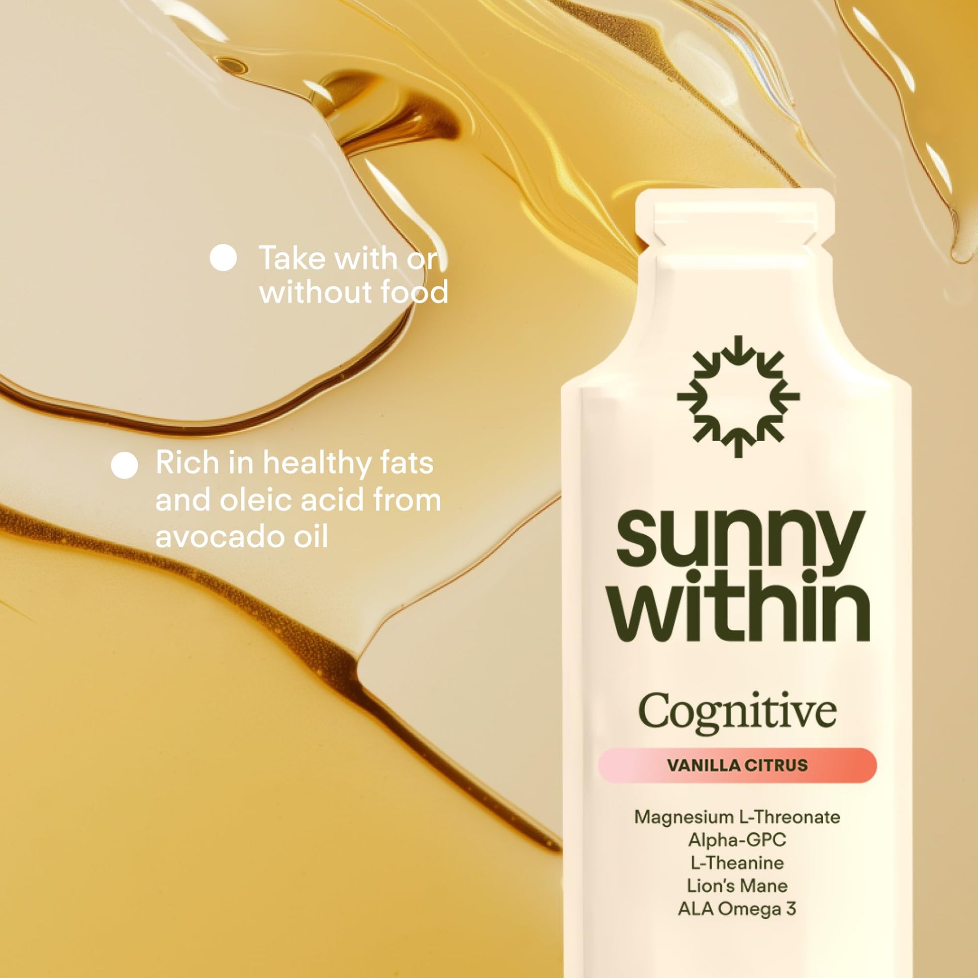 Sunny Within - Brain Health Supplement - Magnesium L-Threonate from Magtein®, Lion’s Mane, Alpha GPC, L-Theanine, ALA & Avocado Oil - Focus, Mood & Memory Support* - 30 Daily Vegan Pouches Sunny Within buy supplements canada