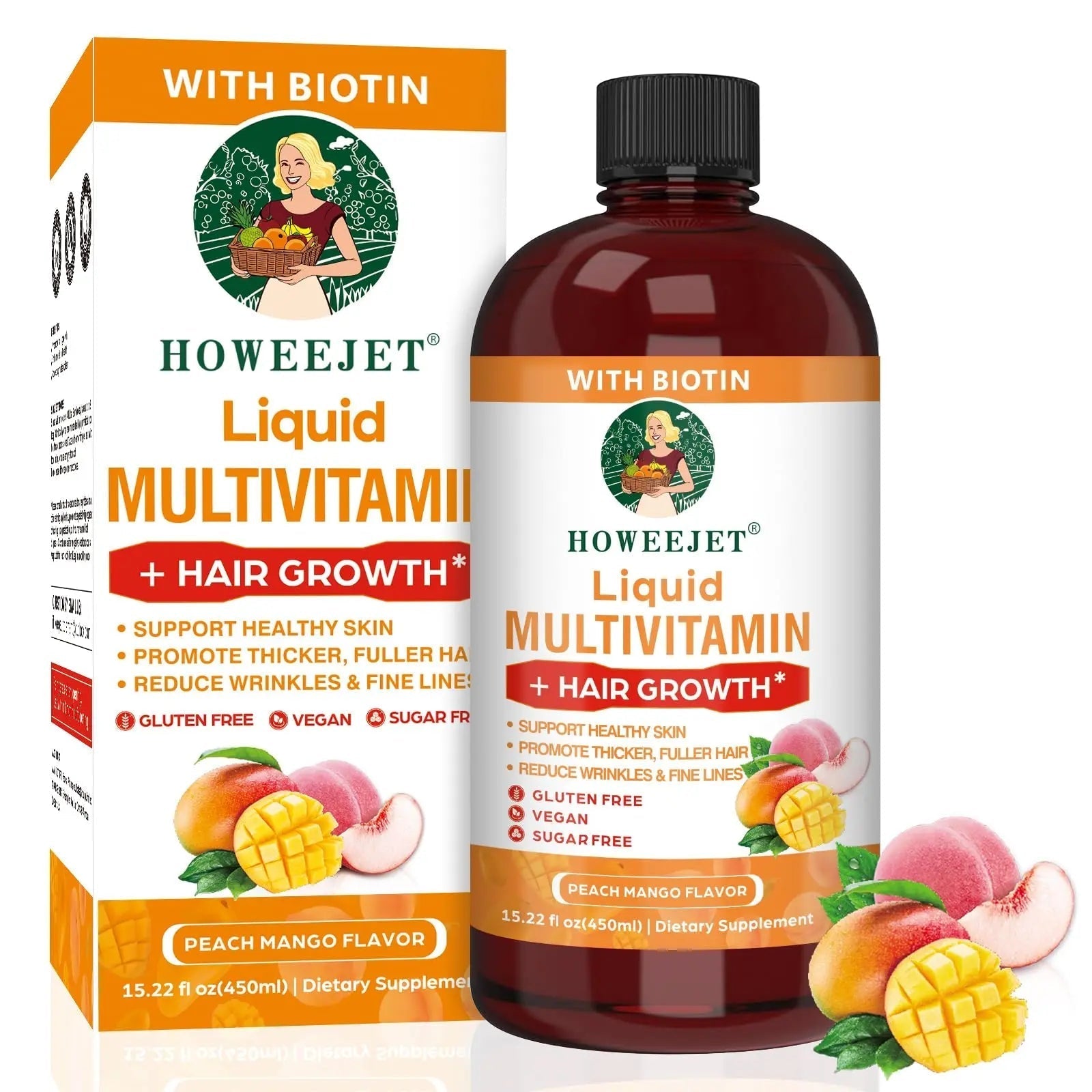 Liquid Multivitamin for Hair Growth | Biotin 10000mcg | Hair & Skin Support Supplement | Clinically Tested for Thicker Hair & Skin Elasticity HOWEEJET buy supplements canada