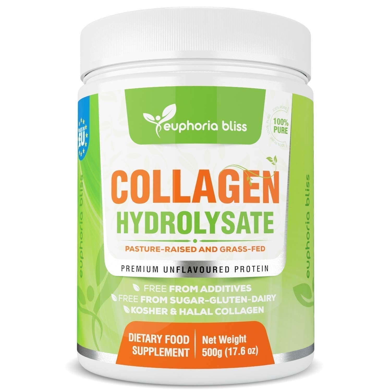 Premium Collagen Powder 500g Unflavoured High Grade Hydrolysed Collagen Joints, Bones, Gut, Wrinkles, Hair, Skin, Nails, Pain, Injury, Sleep, Fitness, Keto Euphoria Bliss buy supplements canada