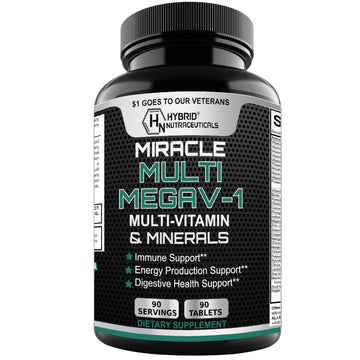 MEGAV-1 Multi-Vitamin, Superfood & Minerals - Daily Multivitamin with Probiotics, Digestive Enzyme, Mushroom Complex for Heart Health, Immune Support, Energy & Stamina - 90 Tablets Hybrid Nutraceuticals buy supplements canada