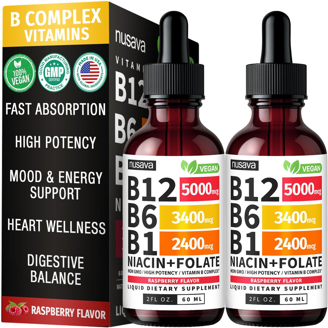 (2 Pack) Vitamin B12 and B6 Liquid Drops, B12 Sublingual Vitamin B Complex - B 12 Vitamin 5000mcg - B12 Methylcobalamin for Energy NUSAVA buy supplements canada