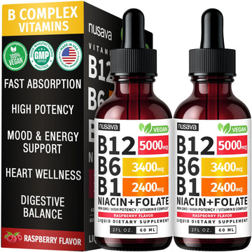 (2 Pack) Vitamin B12 and B6 Liquid Drops, B12 Sublingual Vitamin B Complex - B 12 Vitamin 5000mcg - B12 Methylcobalamin for Energy NUSAVA buy supplements canada