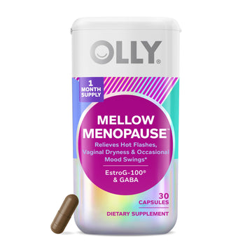OLLY Mellow Menopause Supplements for Women, Supports Hot Flashes, Vaginal Dryness & Occasional Mood Swings,* Estro-G100®, GABA, Vegan Capsules, 1 Month Supply - 30 Count OLLY buy supplements canada