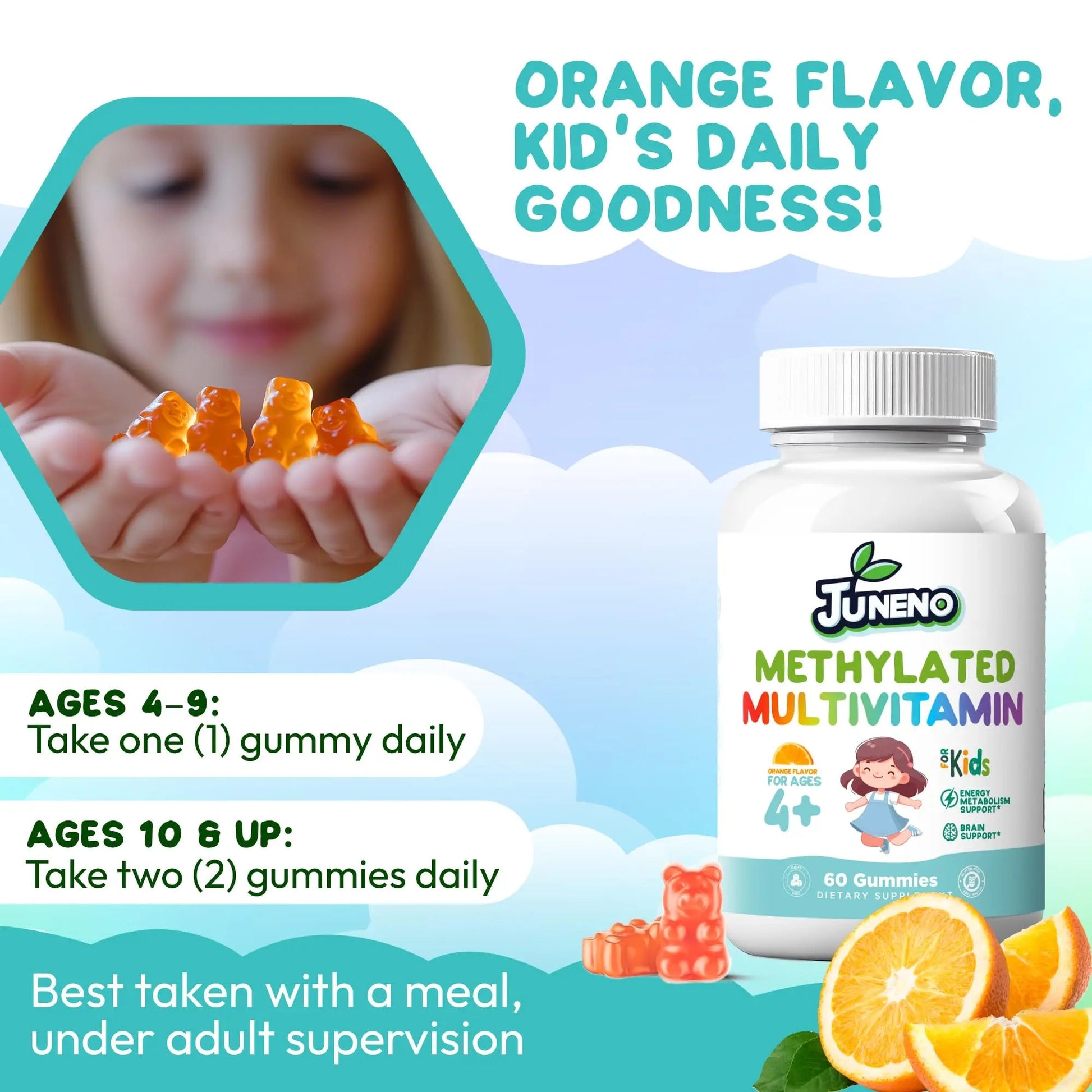 Juneno Methylated Multivitamin Gummies for Kids - MTHFR Support Supplement with B Complex 5-MTHF Folate (L-Methylfolate) Juneno buy supplements canada