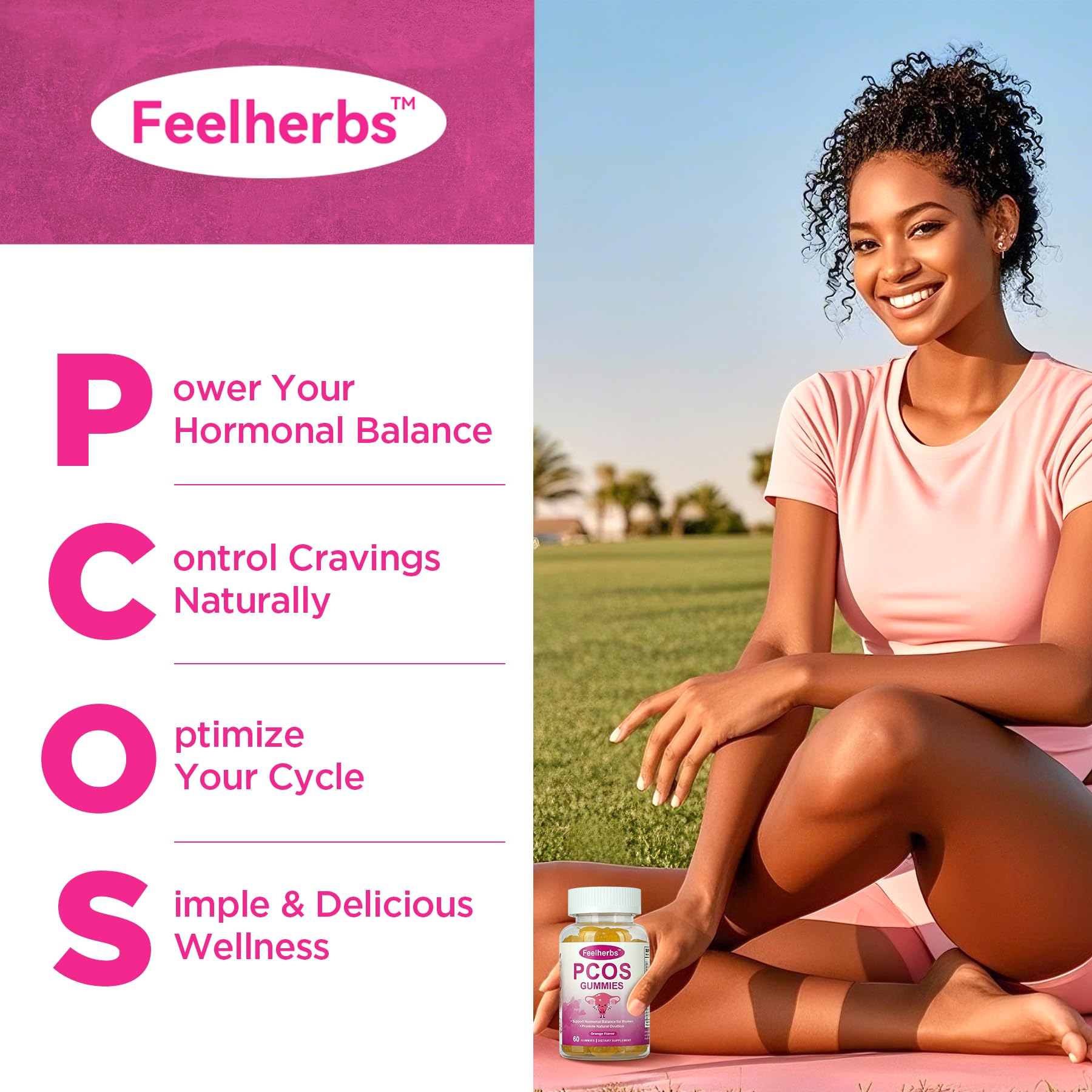 PCOS Gummies for Women Menstrual Cycle & Hormonal Balance, 60 Count Ovarian Support Gummies with Myo-Inositol, Folate and Vitamins, Orange Flavor PCOS Vitamins Gummies Helps Fertility and Ovulation Feelherbs buy supplements canada