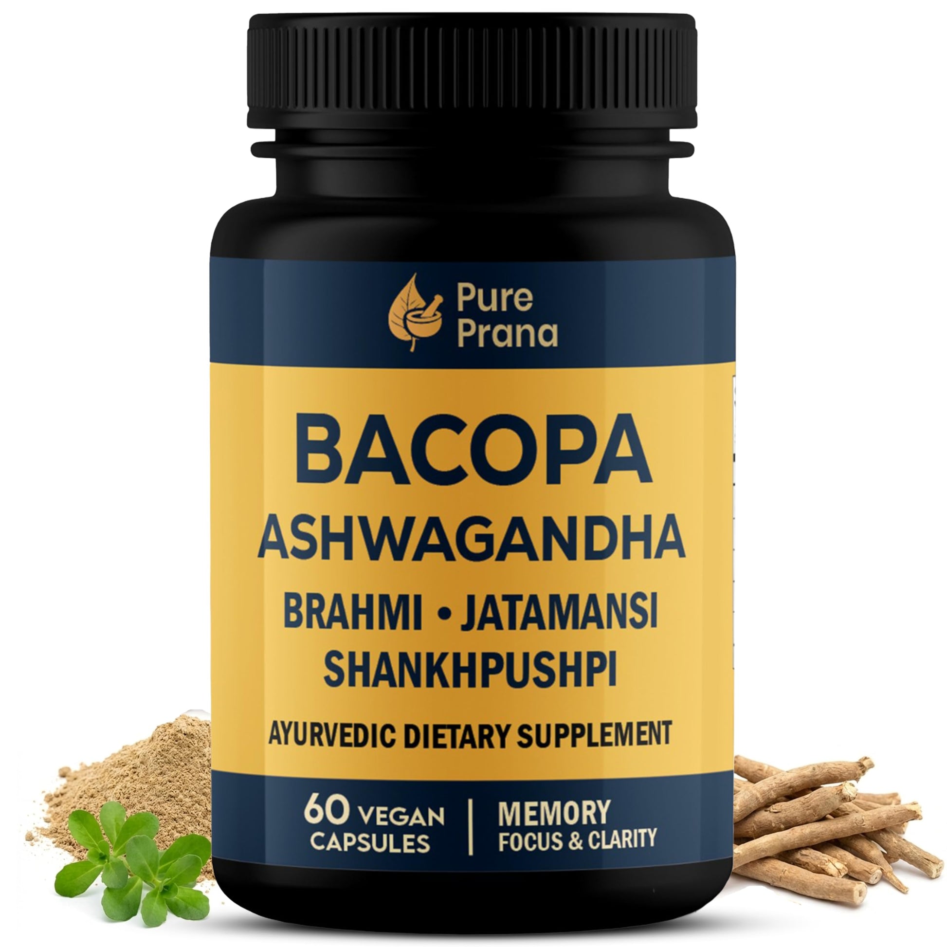 Pure Prana Ayurvedic Brain Supplement Capsules with Brahmi, Ashwagandha & Gotu Kola - Plant-Based Nootropic Cognitive Wellness Formula for Daily Focus - Vegan Clarity for Men Women - 60 Capsules Pure Prana buy supplements canada
