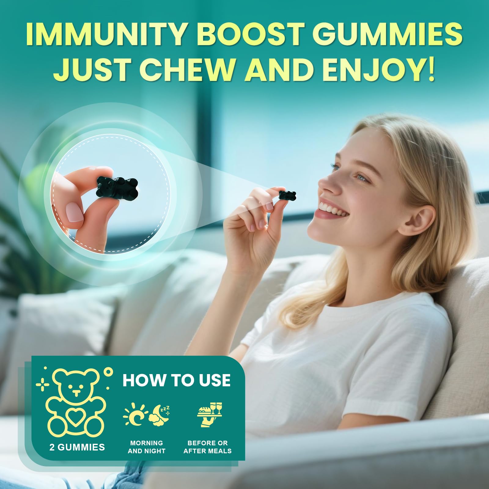 Sea Moss Gummies with Ashwagandha & Chlorophyll, Immune, Digestive and Gut Detox Support, Powered by Black Seed Oil, Vitamin C, Vitamin D & Magnesium, GMO, Vegan, Apple Flavor, 60 SeaMoss Gummies B BEWORTHS buy supplements canada
