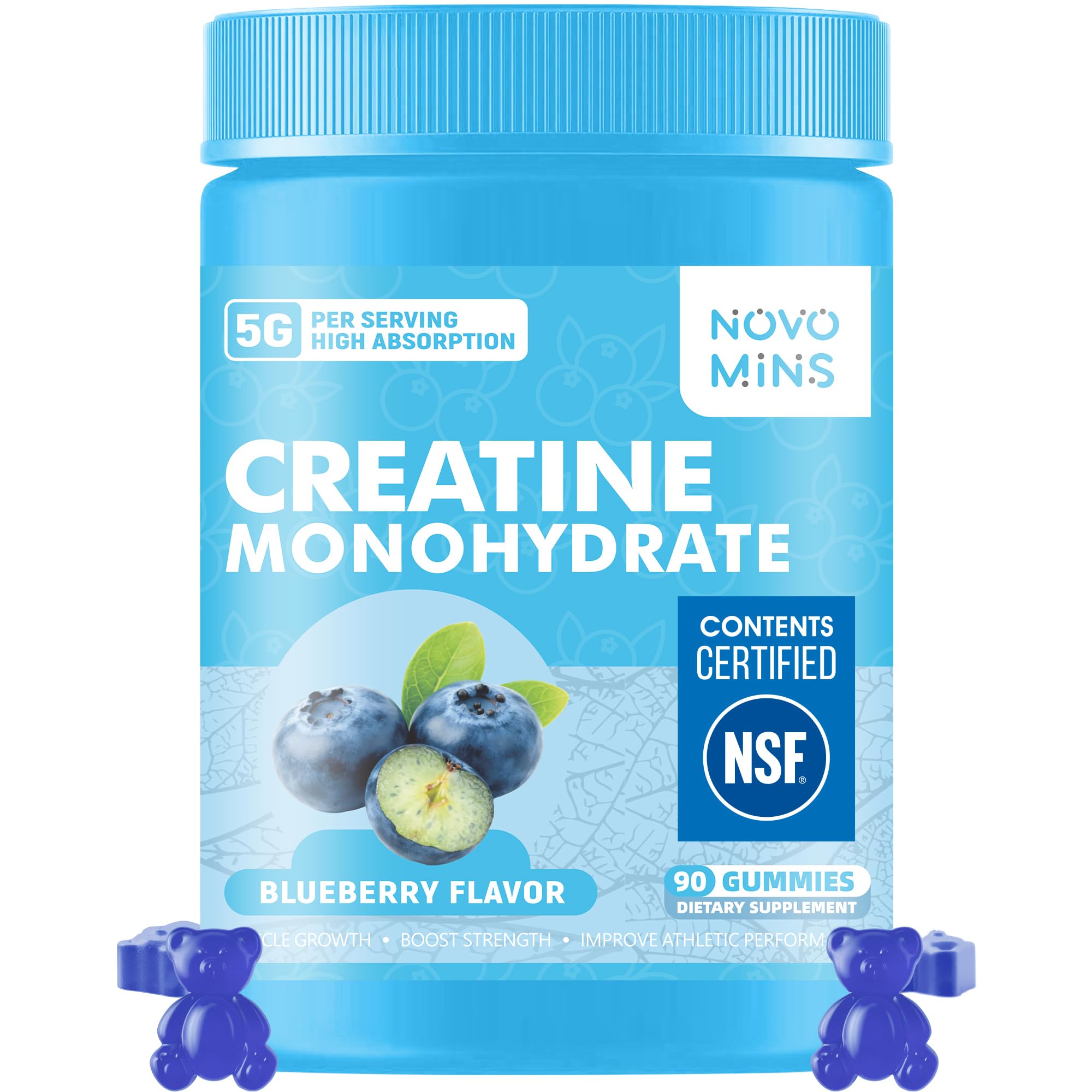 novomins Creatine Monohydrate Gummies 5000mg for Men & Women, Chewables Creatine Monohydrate for Muscle Strength, Muscle Builder, Energy Boost, Pre-Workout Supplement novomins buy supplements canada
