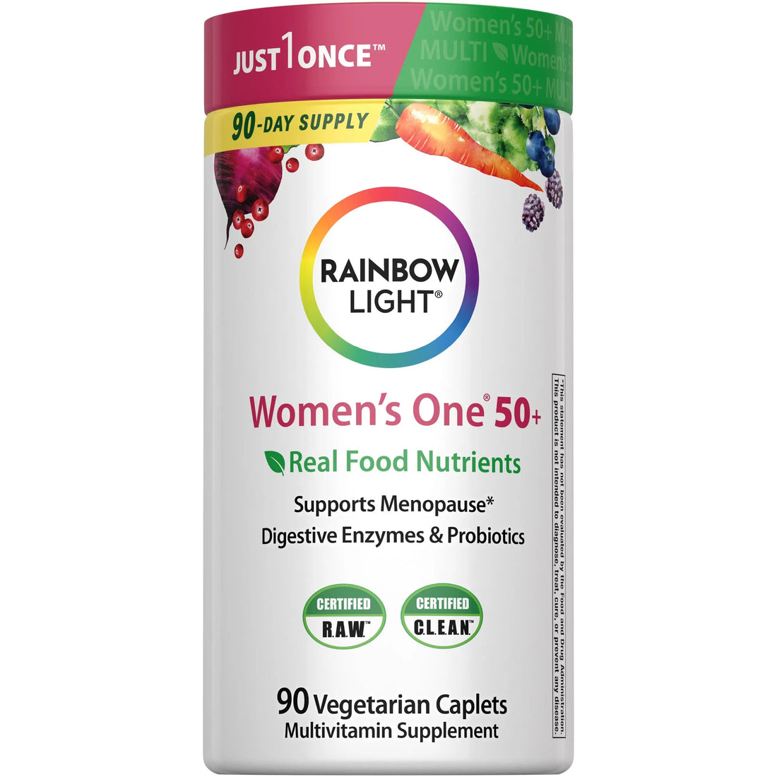 Rainbow Light Womens One + Multivitamin 50 Plus | 90 Caplets | Supports Menopause | Real Food Nutrients, Digestive Enzymes & Probiotics Rainbow Light buy supplements canada