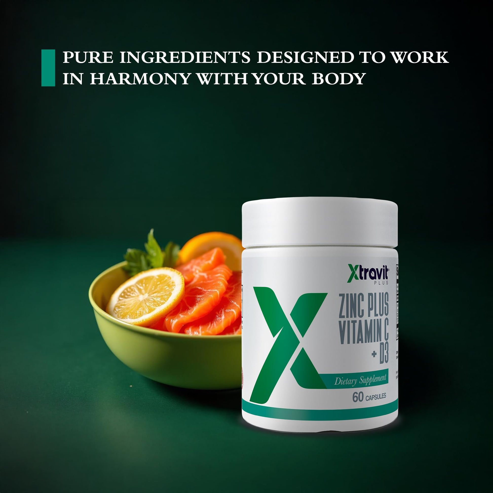 Xtravit Zinc Plus Vitamin C + D3 Supplement – Natural Immune Defense Supplements for Men & Women - May Support Skin, Energy, Bones, & Overall Wellness - Non-GMO, Gluten-Free, No Fillers, 60 Capsules Xtravit buy supplements canada