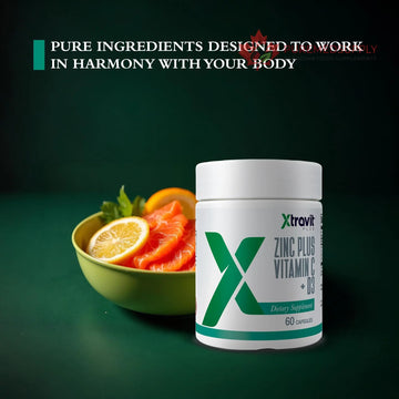 Xtravit Zinc Plus Vitamin C + D3 Supplement – Natural Immune Defense Supplements for Men & Women - May Support Skin, Energy, Bones, & Overall Wellness - Non-GMO, Gluten-Free, No Fillers, 60 Capsules Xtravit buy supplements canada