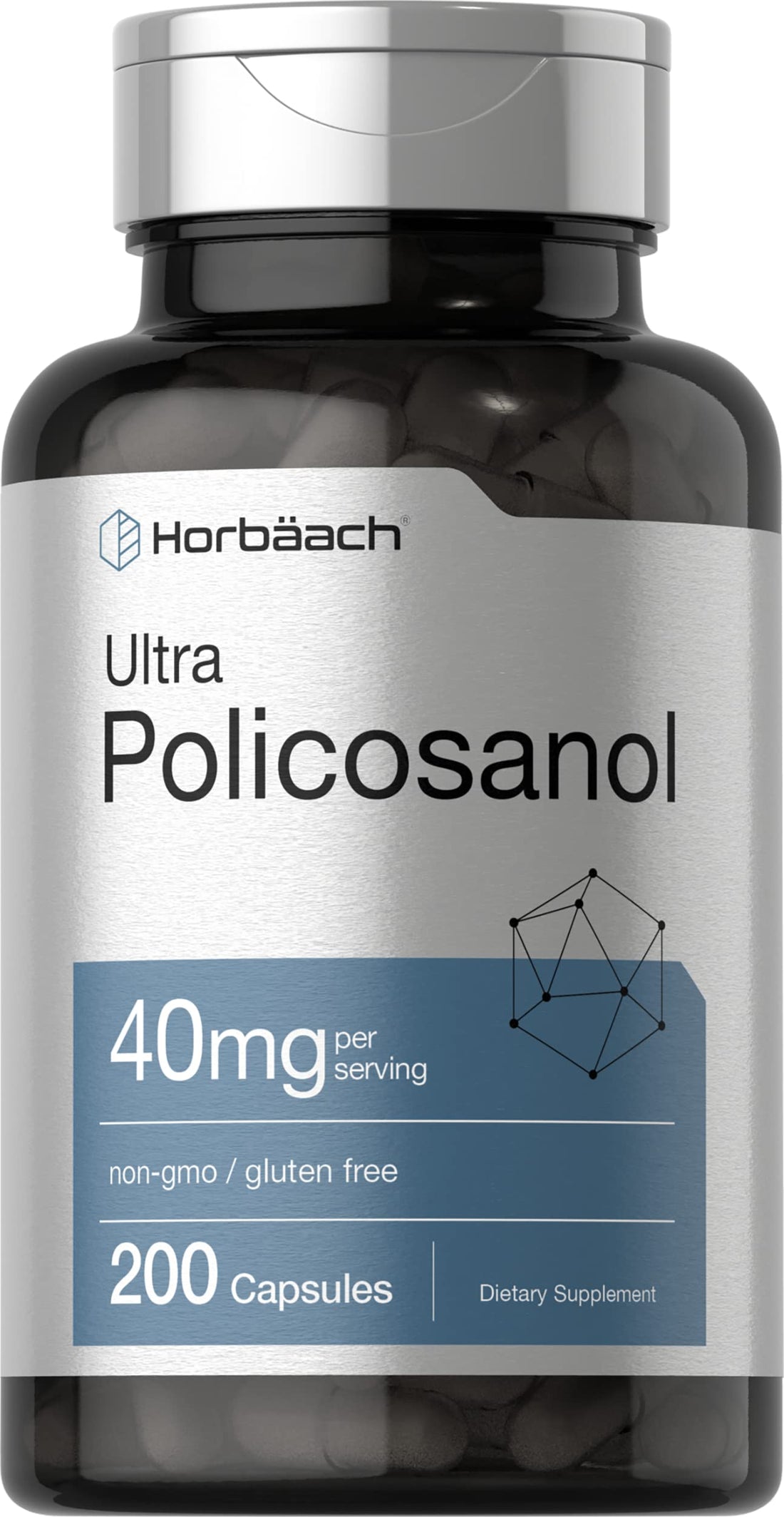 Policosanol 40mg | 200 Capsules | Non-GMO and Gluten Free | by Horbaach Horbäach buy supplements canada