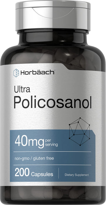 Policosanol 40mg | 200 Capsules | Non-GMO and Gluten Free | by Horbaach Horbäach buy supplements canada