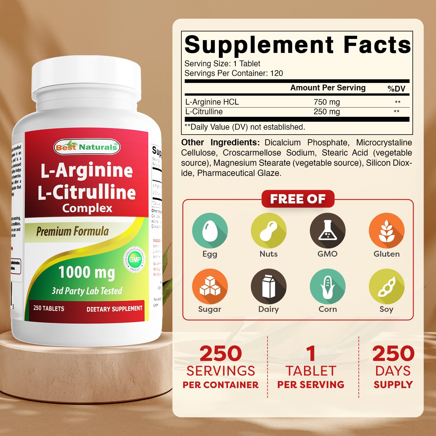 Best Naturals L-Arginine L-Citruline Complex Tablets, 250 Count Best Naturals buy supplements canada