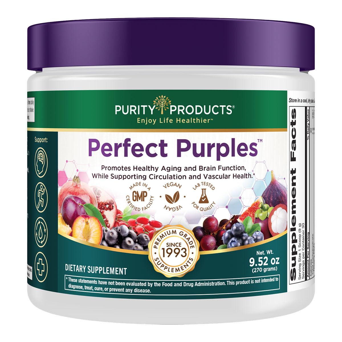 Purity Products Perfect Purples Powder Phytonutrient Rich, Healthy Aging Super Formula - Support Total Body Health - High ORAC Power - P40p Pomegranate Extract w/ 40% Punicosides - 30 Day Supply Purity Products buy supplements canada