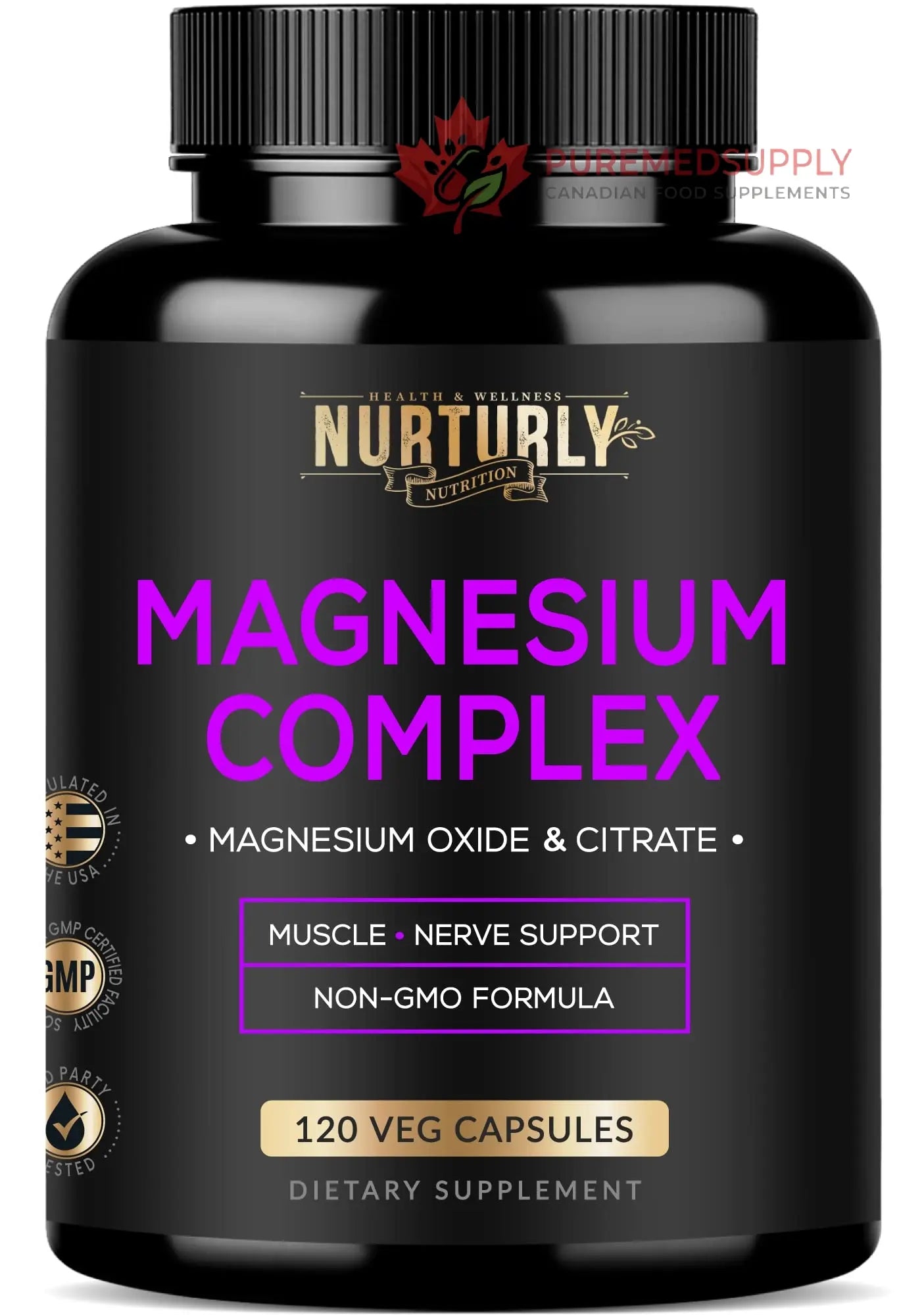 Magnesium Citrate & Oxide 500mg Complex Supplement - High Absorption Maximum Strength - Helps Support Bone Density and Strength, Muscles, Energy and Sleep - 120 Vegan Capsules NURTURLY buy supplements canada
