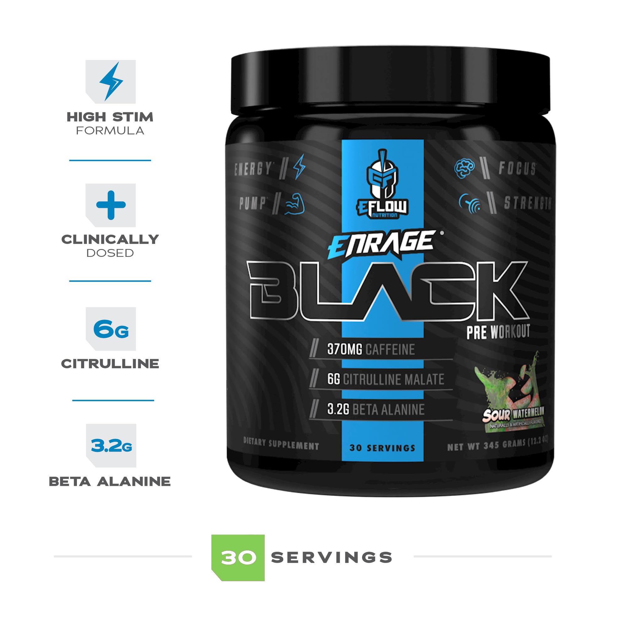 eFlow Nutrition Enrage Black High Stimulant Pre Workout Supplement - Preworkout Powder eFlow Nutrition buy supplements canada