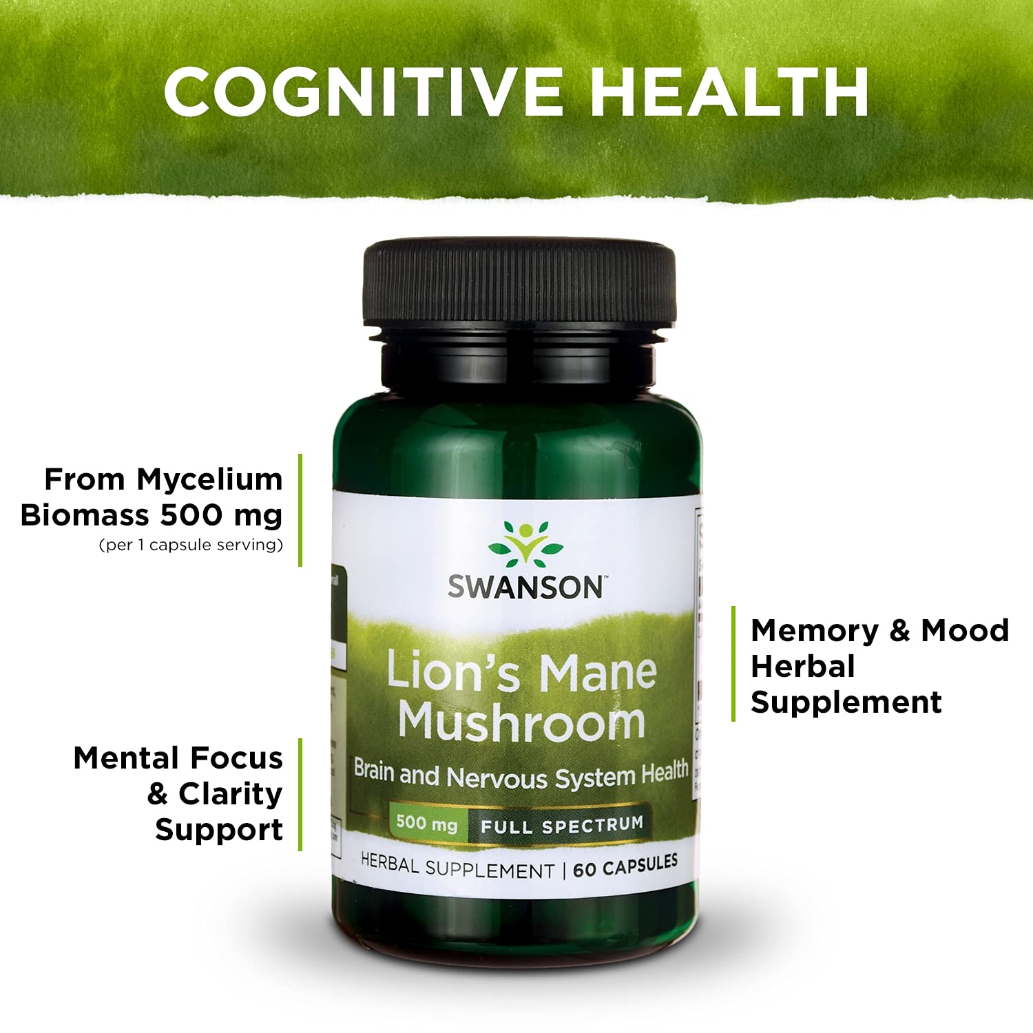 Swanson Lion's Mane Mushroom Capsules - 500 mg Each, 60 Capsules - Swanson buy supplements canada