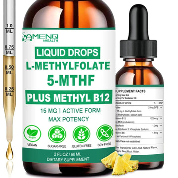 Methylfolate Supplement Liquid Drops, L Methy Folate 15mg Plus Methy B12, B6, B2 Multivitamin, Metabolically Active 5-MTHF Form AMENQ hHEALTH buy supplements canada