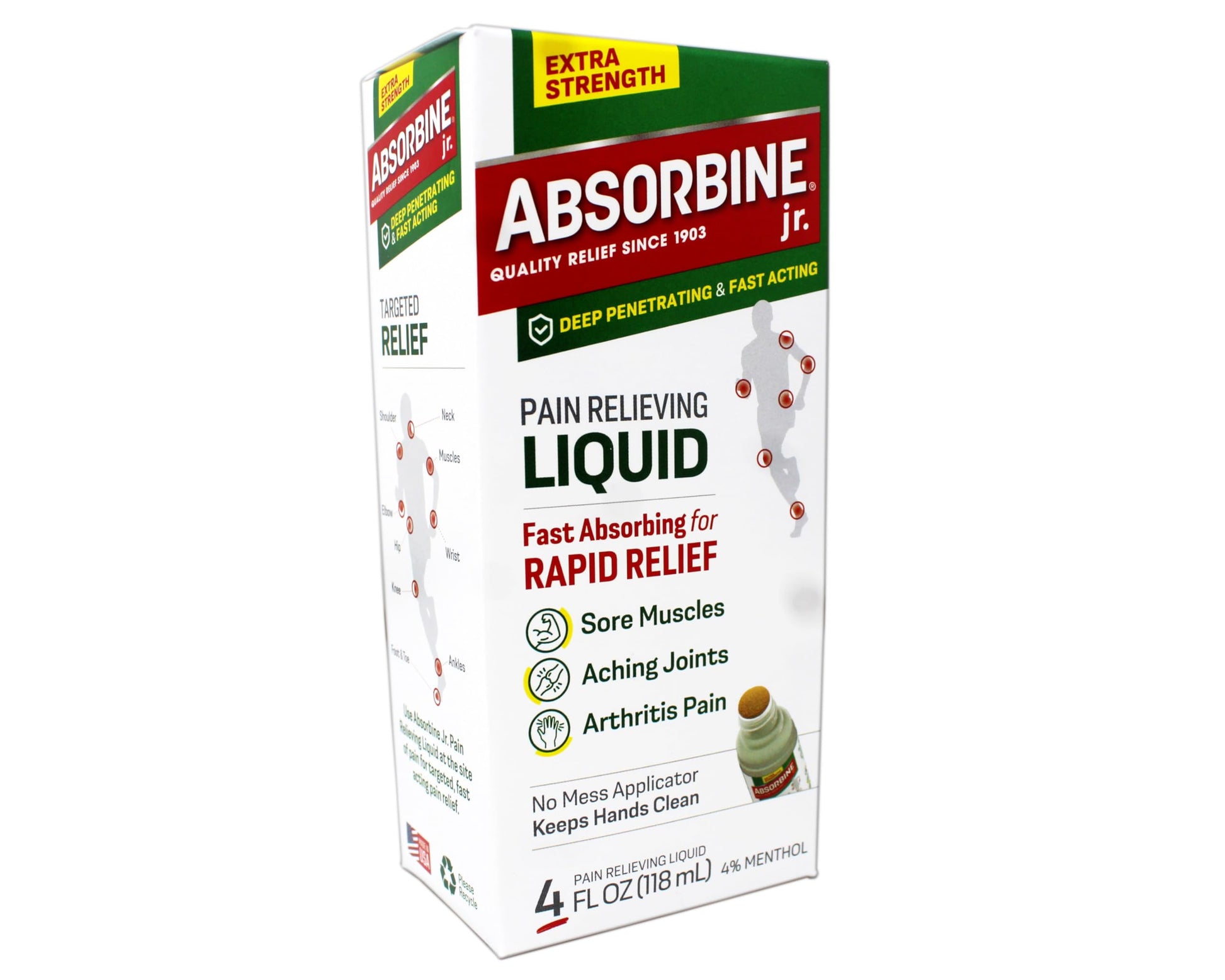 ABSORBINE JR. Extra Strength Pain Relieving Liquid, for Muscle, Joints, Arthritis Pain, with No-Mess Applicator, 4 Oz (Pack of 3) ABSORBINE JR. buy supplements canada