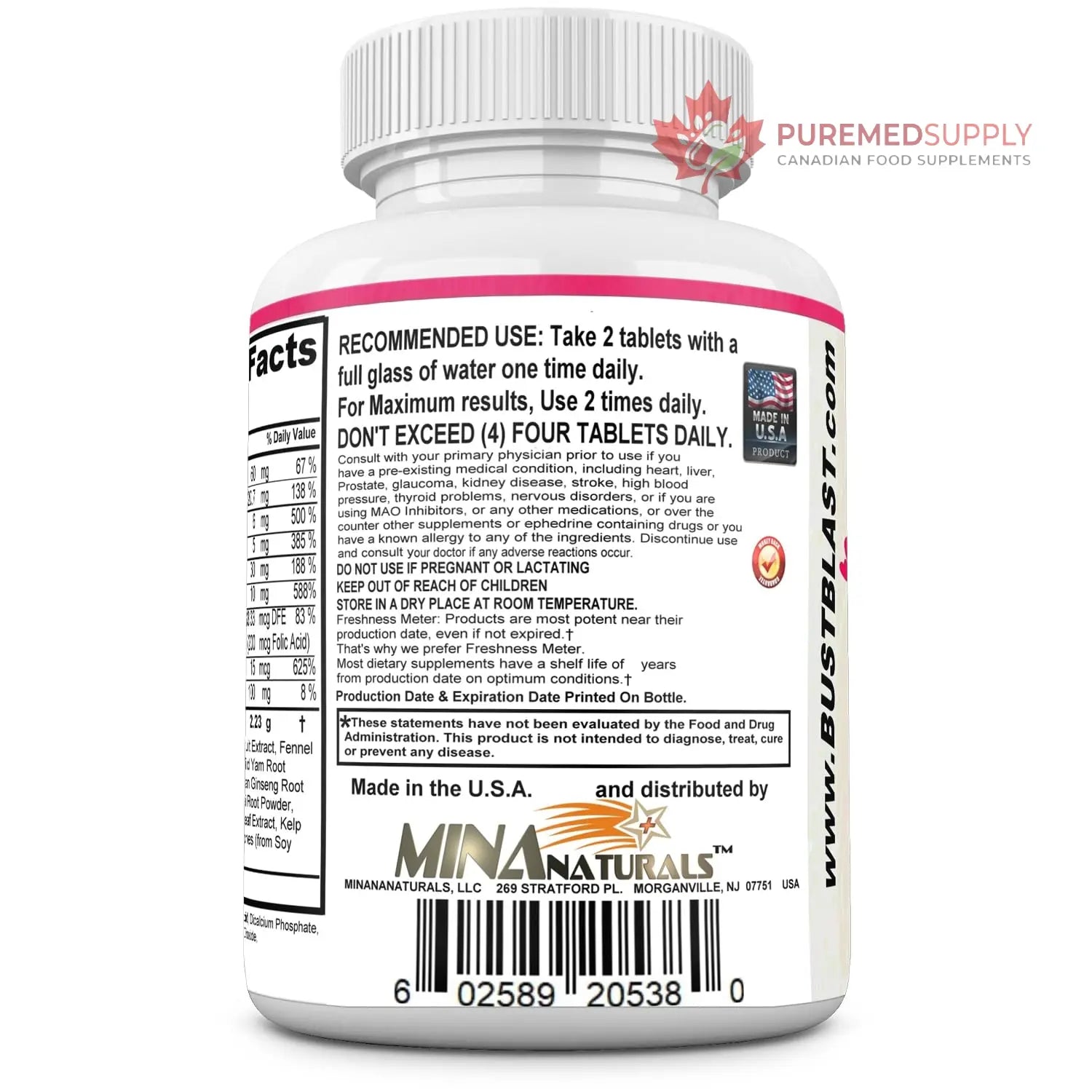 MINANATURALS Bust Blast Loaded Increase Breast Size Fast. Female Breast Enhancement - Bigger Boobs and Butt Pills. 60 Tablets MINANATURALS buy supplements canada