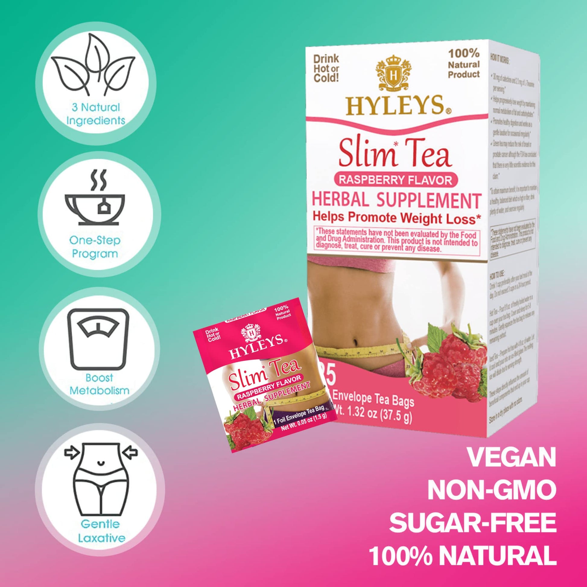 Hyleys Slim Tea Raspberry Flavor - Weight Loss Herbal Supplement Cleanse and Detox HYLEYS buy supplements canada