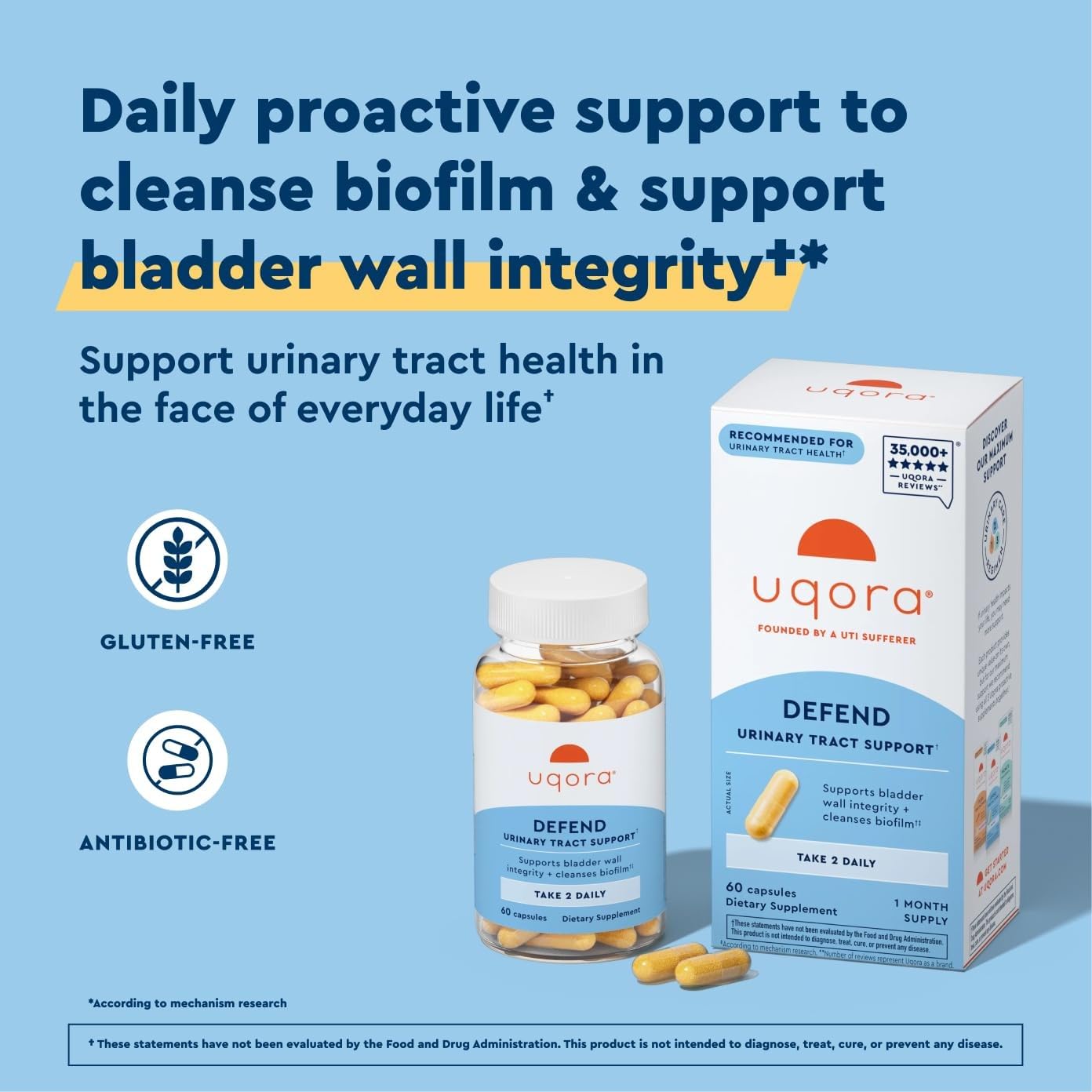 Uqora Defend - Urinary Tract Health Supplement - Support Bladder Health & Cleanse Biofilm* with D-Mannose, Green Tea Extract, Turmeric Extract & More Uqora buy supplements canada