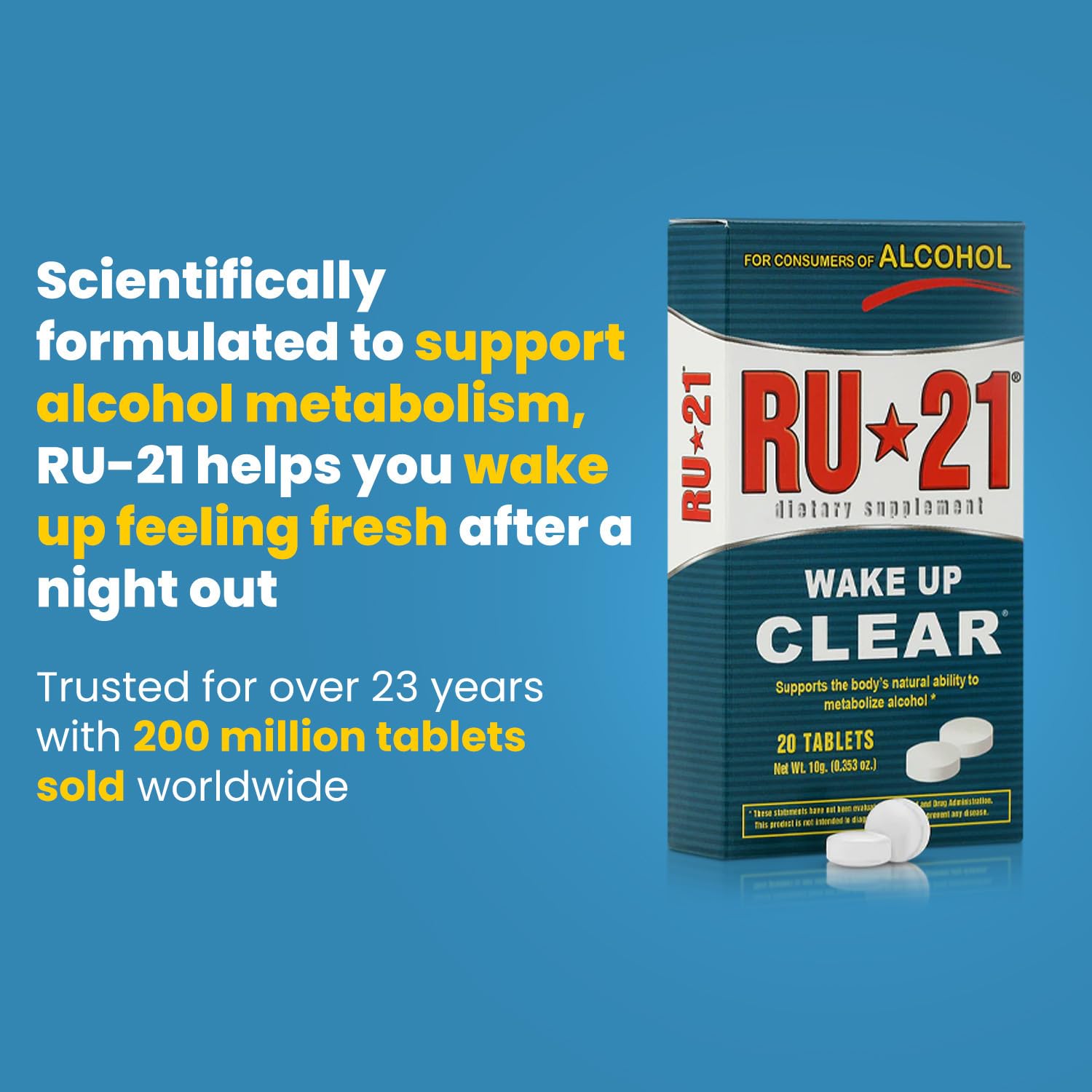 RU-21 The Supplement for When You Want to Drink & Go to Work The Next Morning | Feel Better After Celebrating & Support Your Liver | Trusted for 23+ Years | Made in USA (20 Pills, 10 Servings) RU-21 buy supplements canada