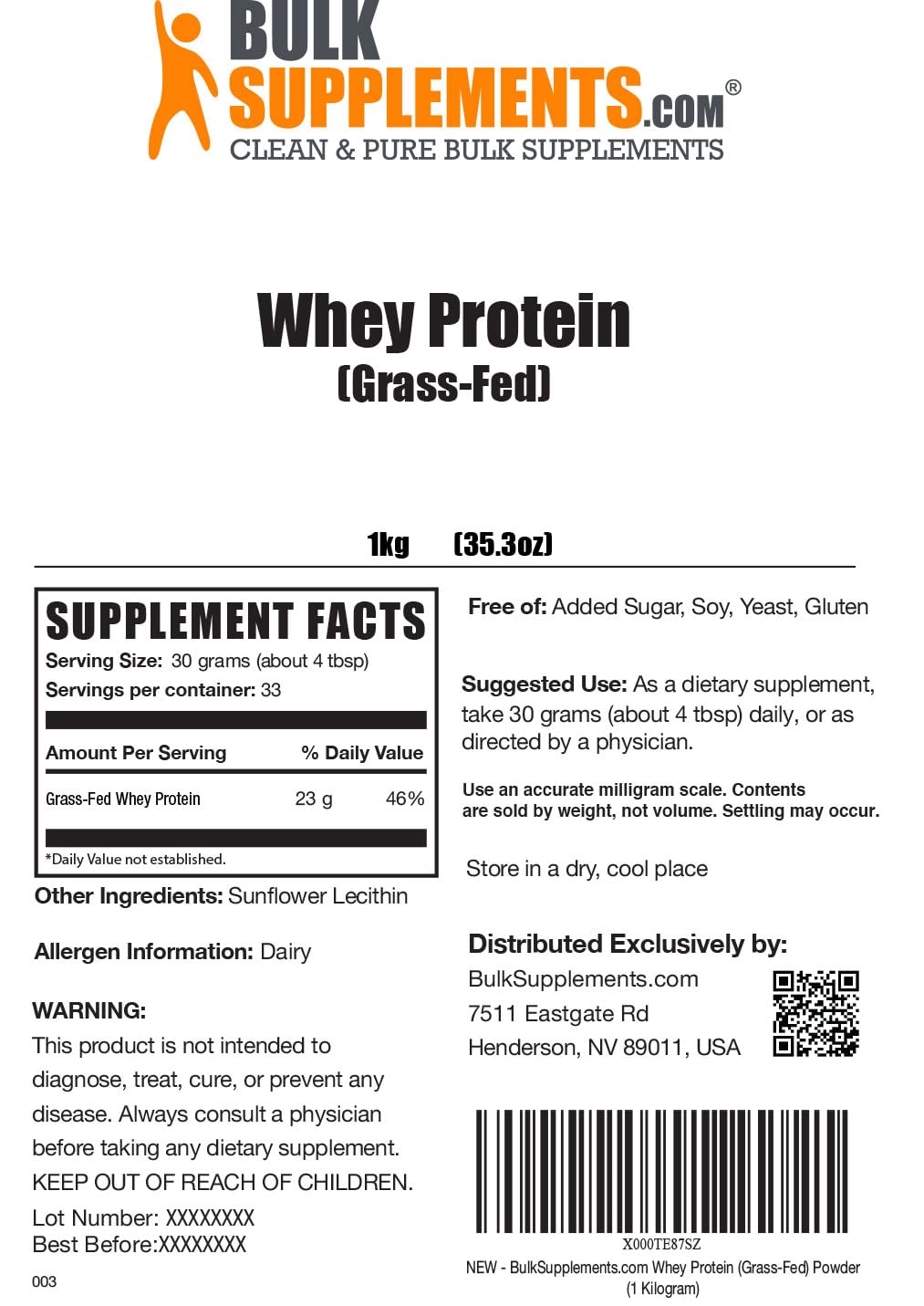 BULKSUPPLEMENTS.COM Grass Fed Whey Protein Powder - Pure Protein Powder BULKSUPPLEMENTS.COM buy supplements canada