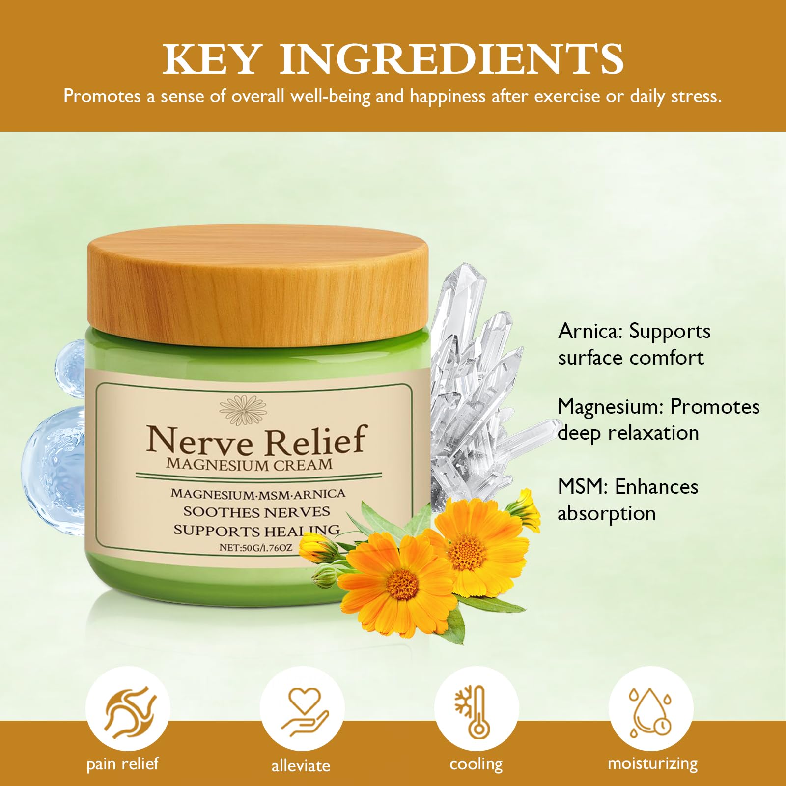 Vincofoo Nerve Relief Magnesium Cream with MSM & Arnica, Soothes Nerves & Daily Soothing Support Vincofoo buy supplements canada