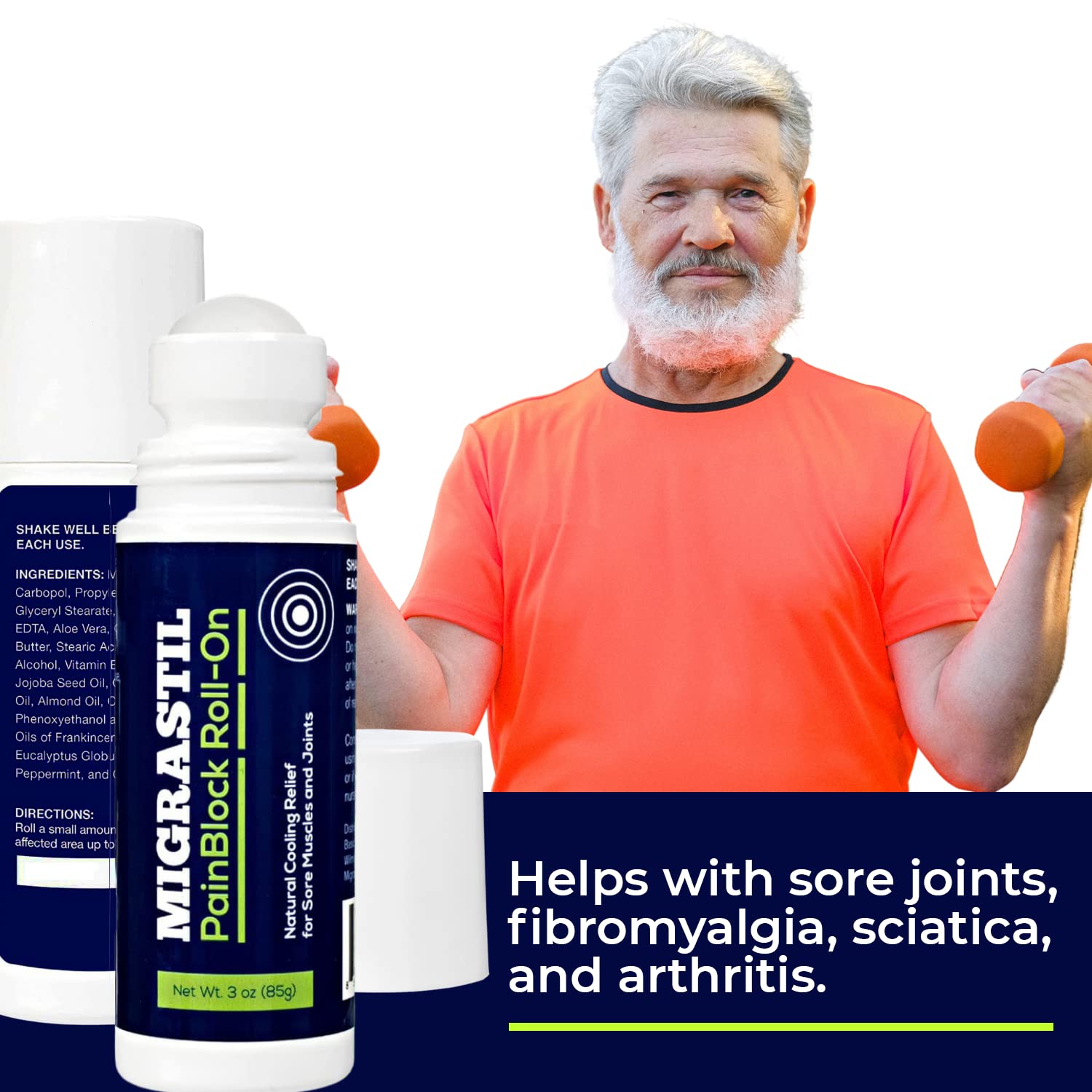 Basic Vigor Migrastil PainBlock Roll-On & Unscented Topical Magnesium Cream Bundle. Made in The USA. Basic Vigor buy supplements canada