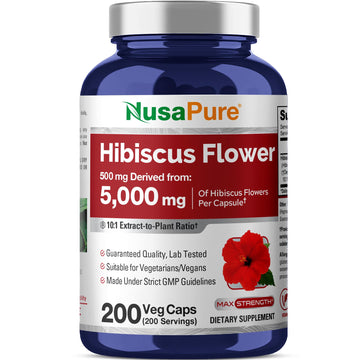 NusaPure Hibiscus Flower 10:1 Extract, 500 mg Equivalent to 5000mg 200 Vegetarian Caps (Non-GMO, Vegan) NusaPure buy supplements canada