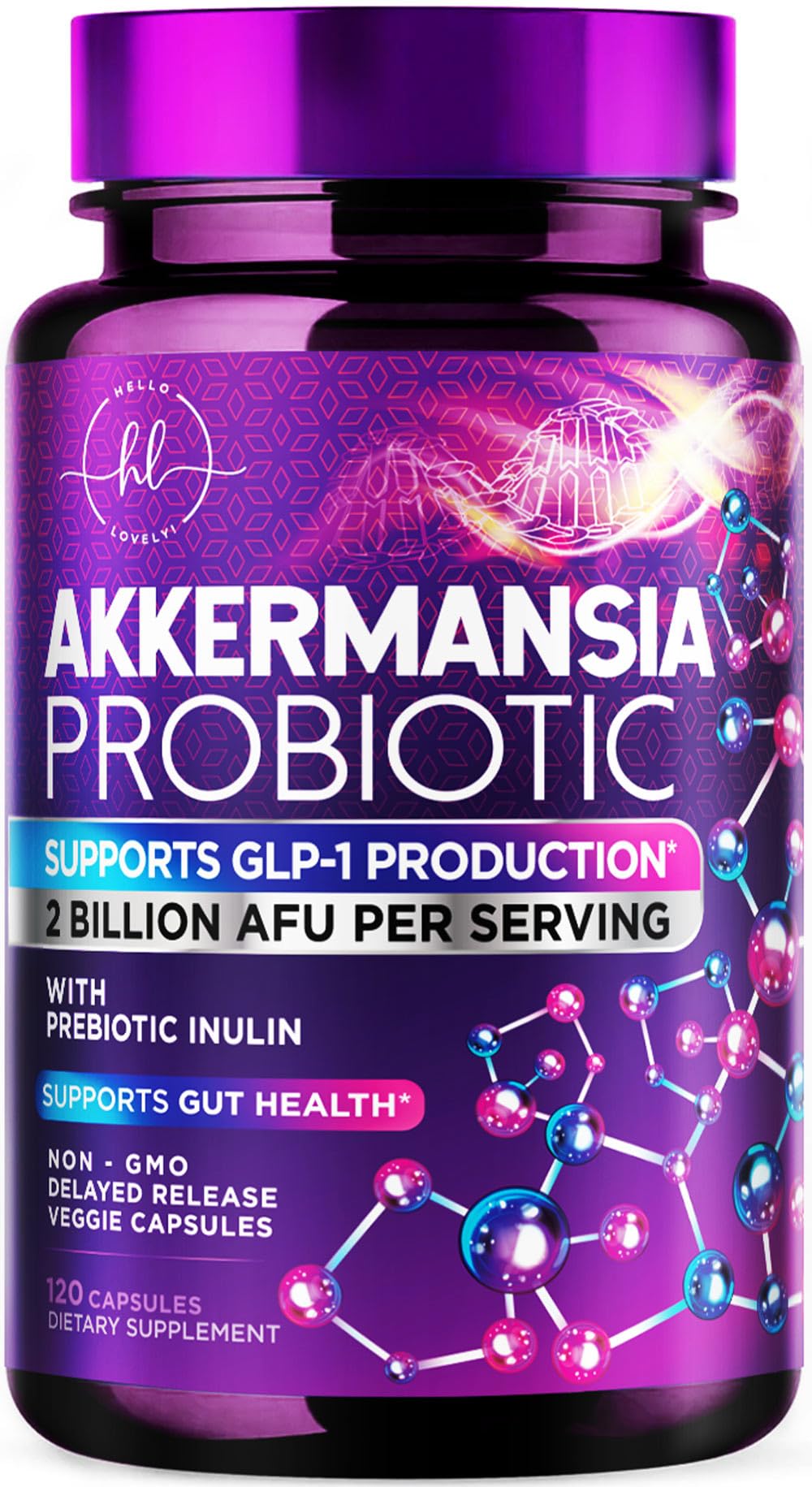 Akkermansia Probiotic - 2 Billion AFU per Serving - Best Strain for GLP-1 Production Support with Prebiotic Fiber for Natural Digestive & Gut Health Hello Lovely! buy supplements canada